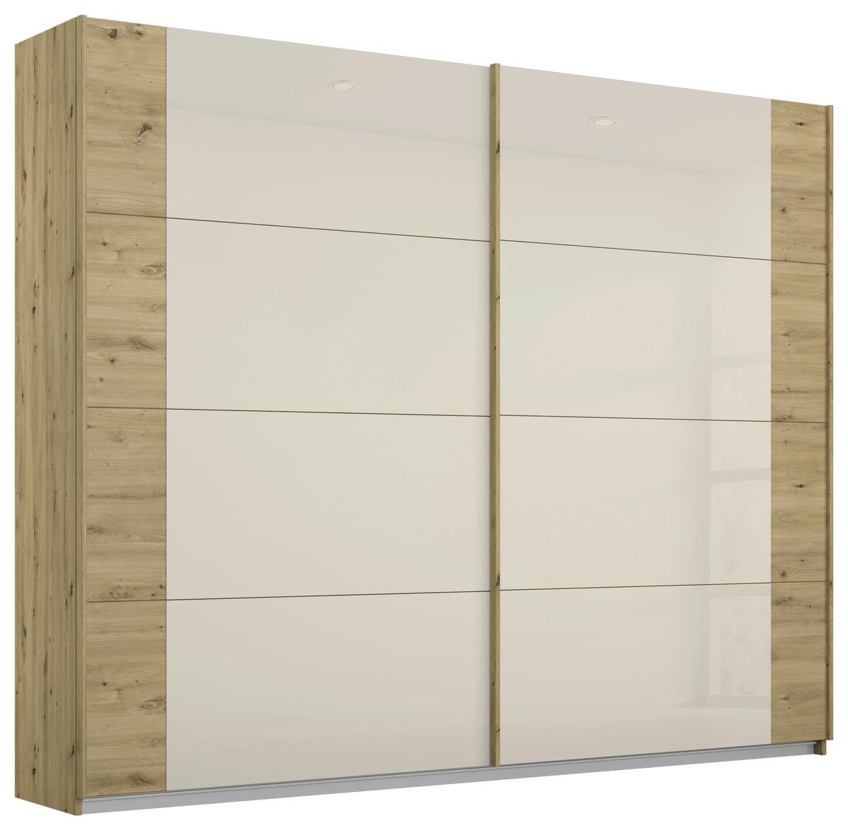 DULAP USI CULISANTE ARTEMIS - stejar Artisan/șampanie, Modern, sticlă/material pe bază de lemn (225/210/62cm) - Modern Living