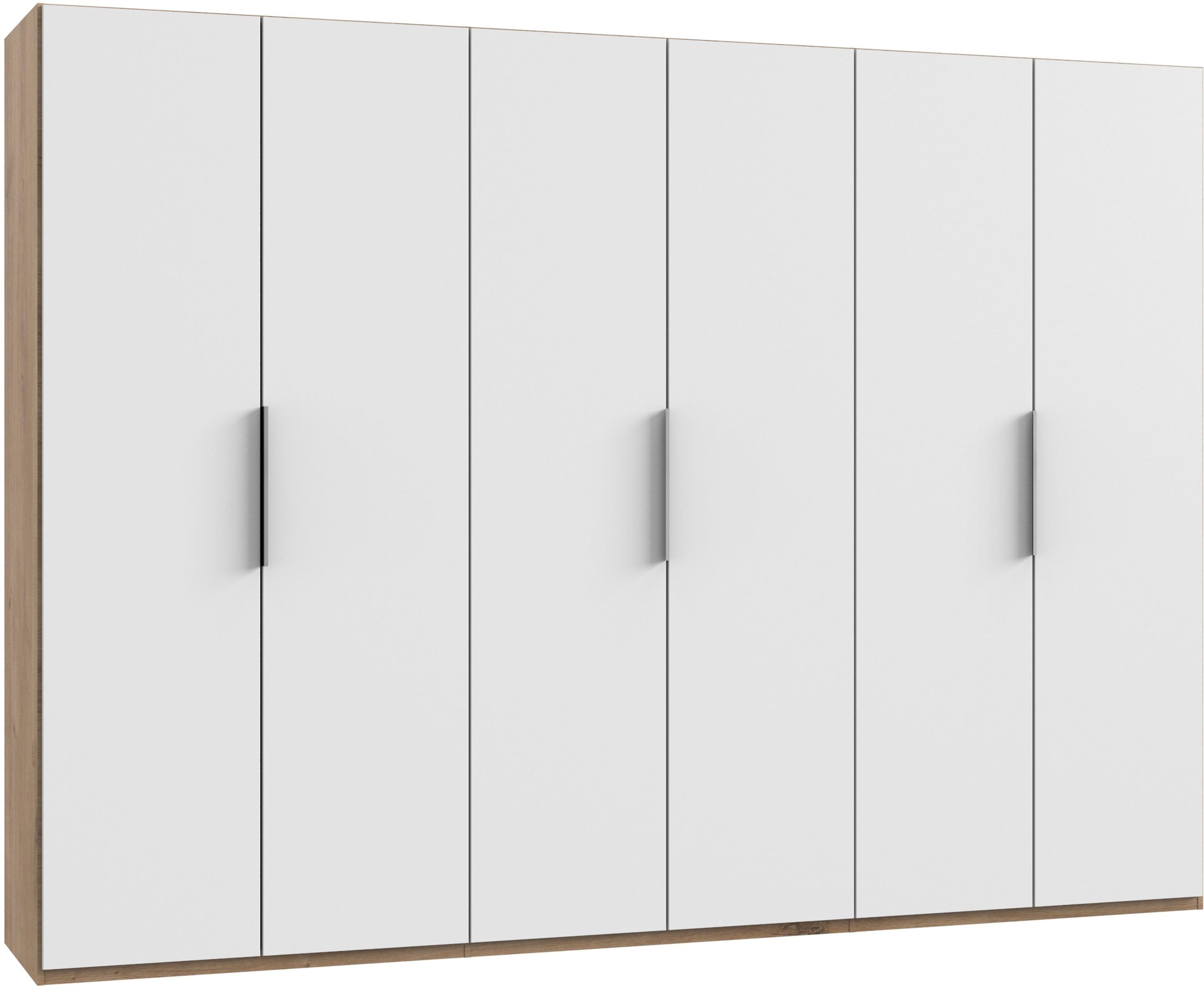 Drehtürenschrank Level 36A ca. 300x216x58 cm Weiß/Eiche - Chromfarben/Eichefarben, MODERN, Holzwerkstoff (300/216/58cm) - MID.YOU