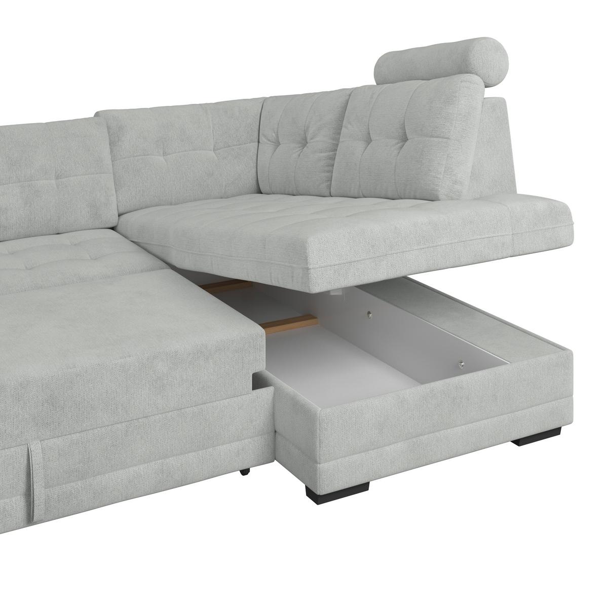 Ugaona Garnitura Falco New - sivo-bela/crna, Konvencionalno, tekstil/plastika (251/183cm) - Ondega