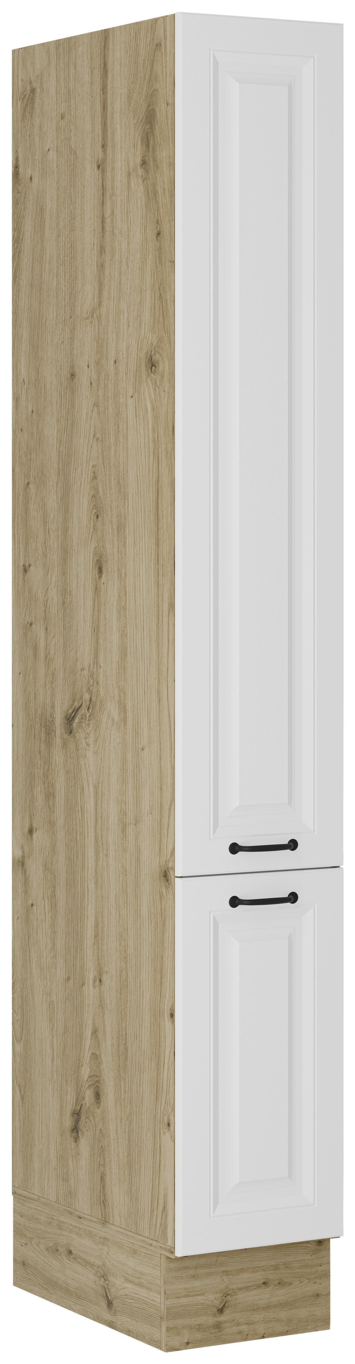 Izvlečna Omara Stina, Bela, Barva Hrasta - črna/bela, Romantika, kovina/leseni material (30/205/57cm) - Livetastic