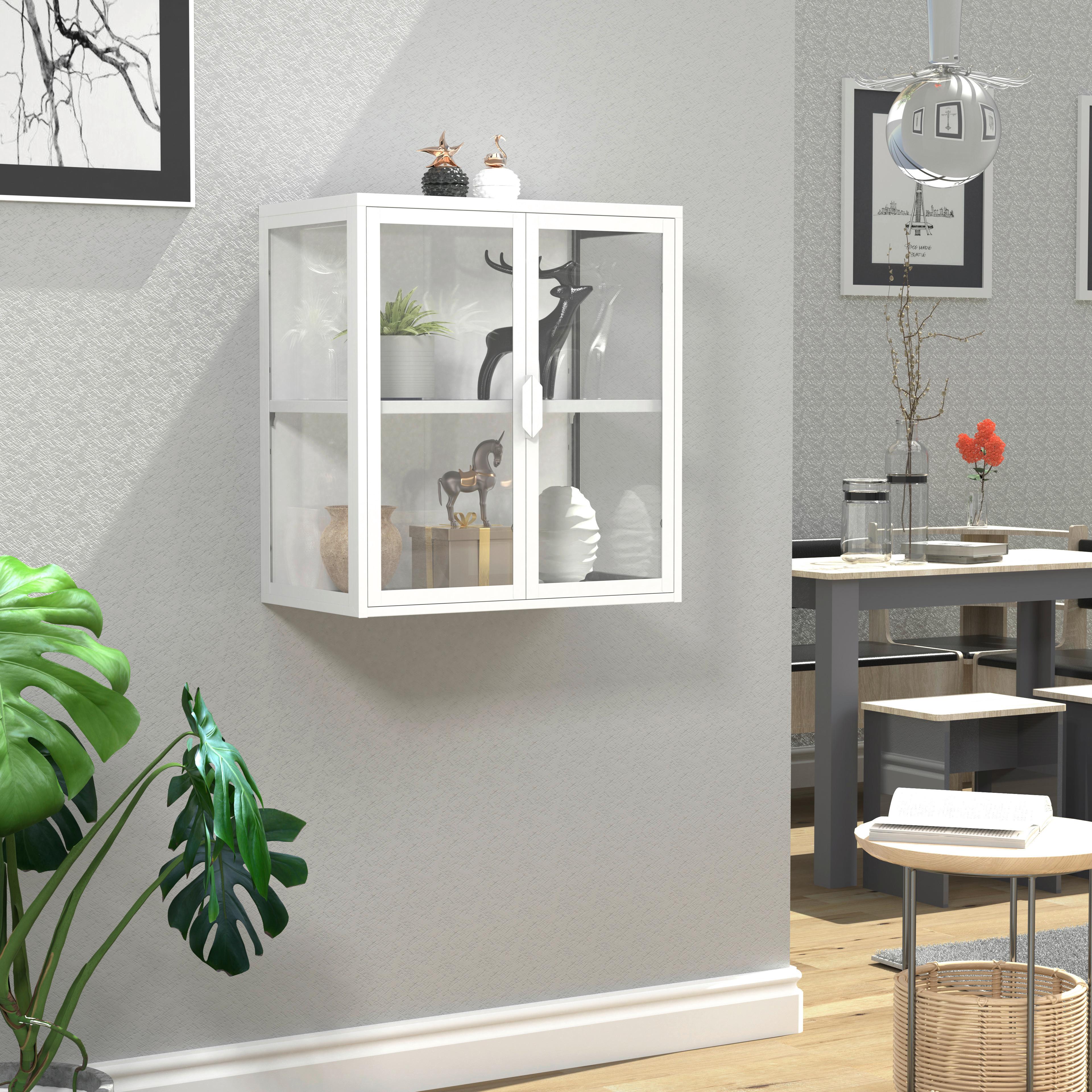 HÄNGEVITRINE FLOKAS S - Weiss/Transparent, Design, Glas/Metall (60/65/35cm) - MID.YOU