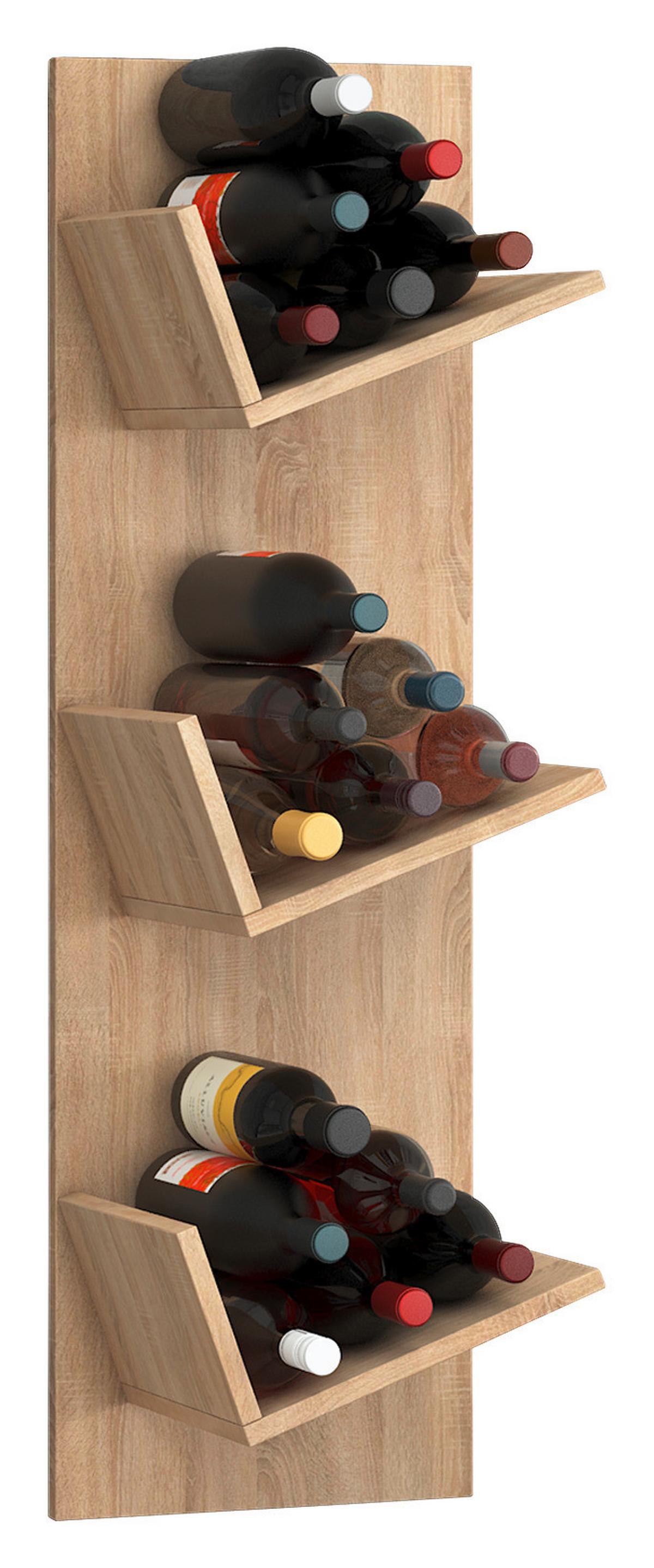Weinregal VINOSI Eiche Dekor ca. 33x106x26 cm - Eichefarben, Basics, Holzwerkstoff (33/106,5/25,6cm) - MID.YOU