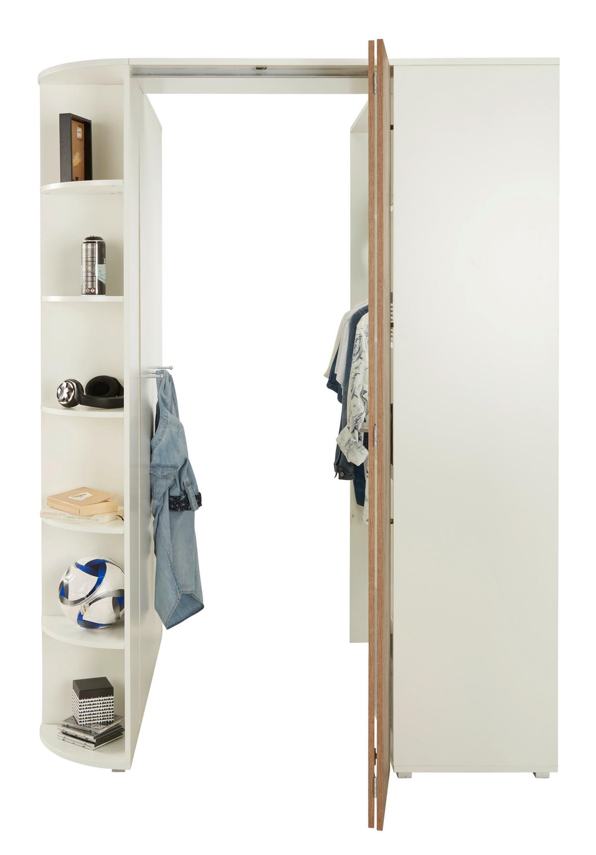 Eckschrank Young Eichefarben - Eichefarben/Alufarben, KONVENTIONELL, Holzwerkstoff/Kunststoff (124/198/148cm) - Mömax