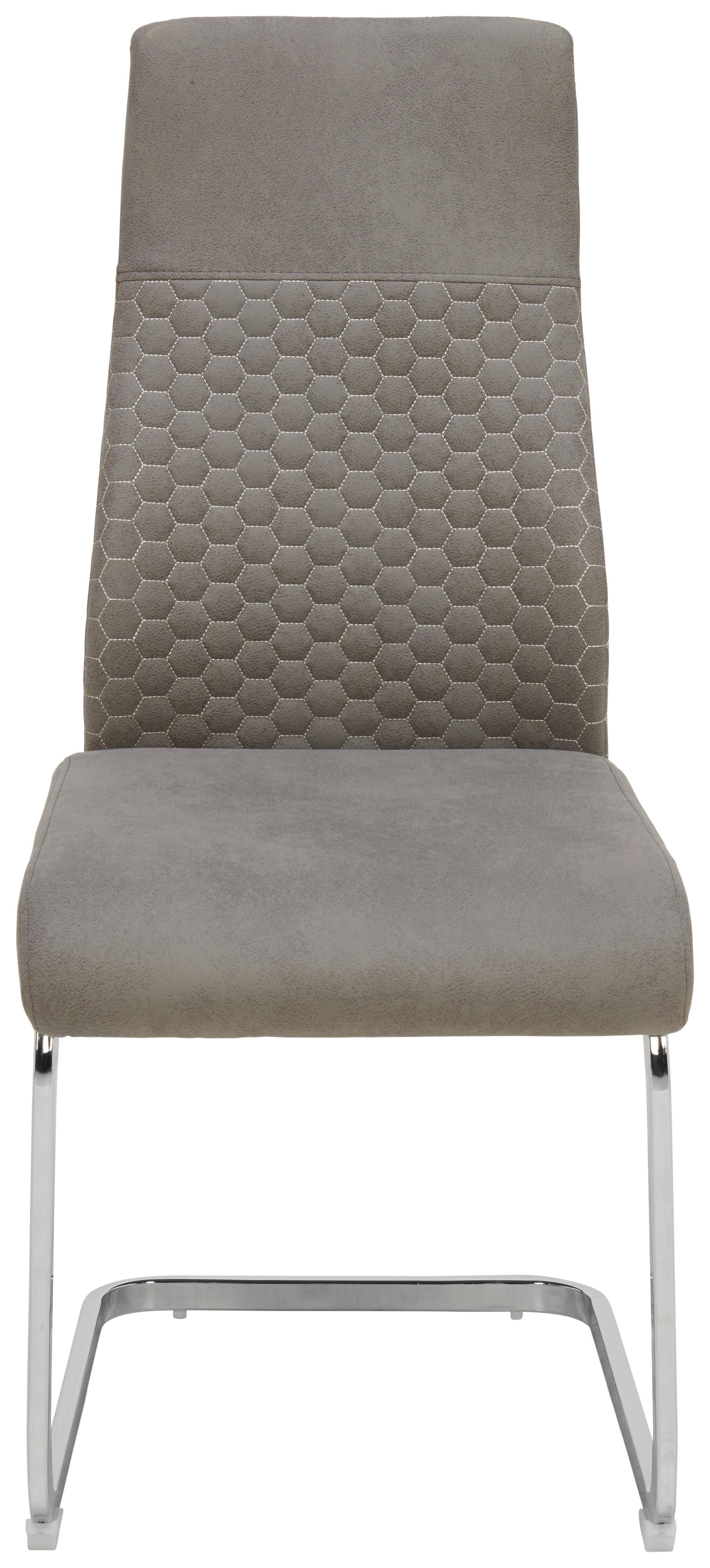 KRZESŁO NA PŁOZIE NICKY    -TIME- - szary/kolor chromowy, Design, metal/tkanina (44/101/60cm) - Ti'me