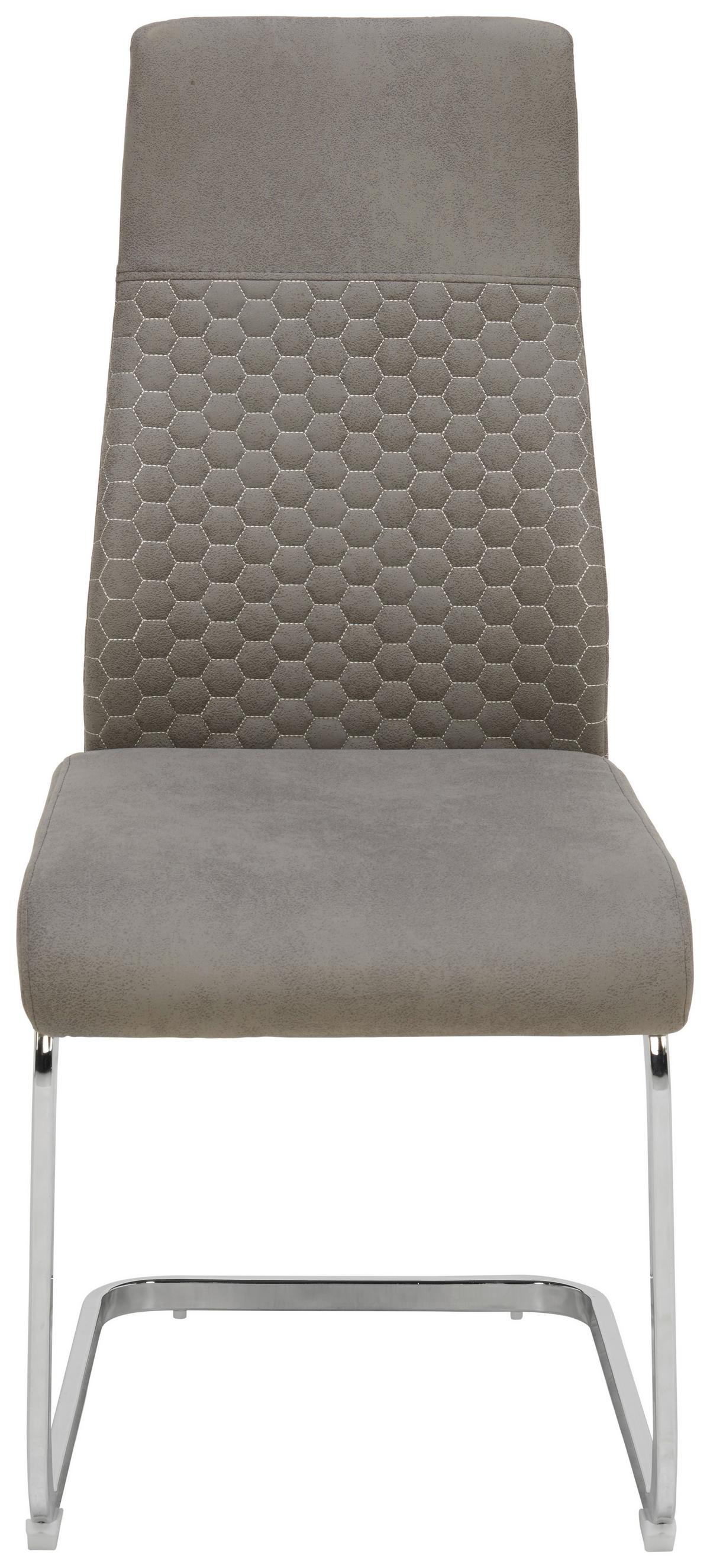 KRZESŁO NA PŁOZIE NICKY    -TIME- - szary/kolor chromowy, Design, metal/tkanina (44/101/60cm) - Ti'me