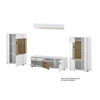 Wohnwand Hudson Weiß/Eichefarben - Eichefarben/Schwarz, Design, Glas/Holzwerkstoff (320/180/42cm) - MID.YOU