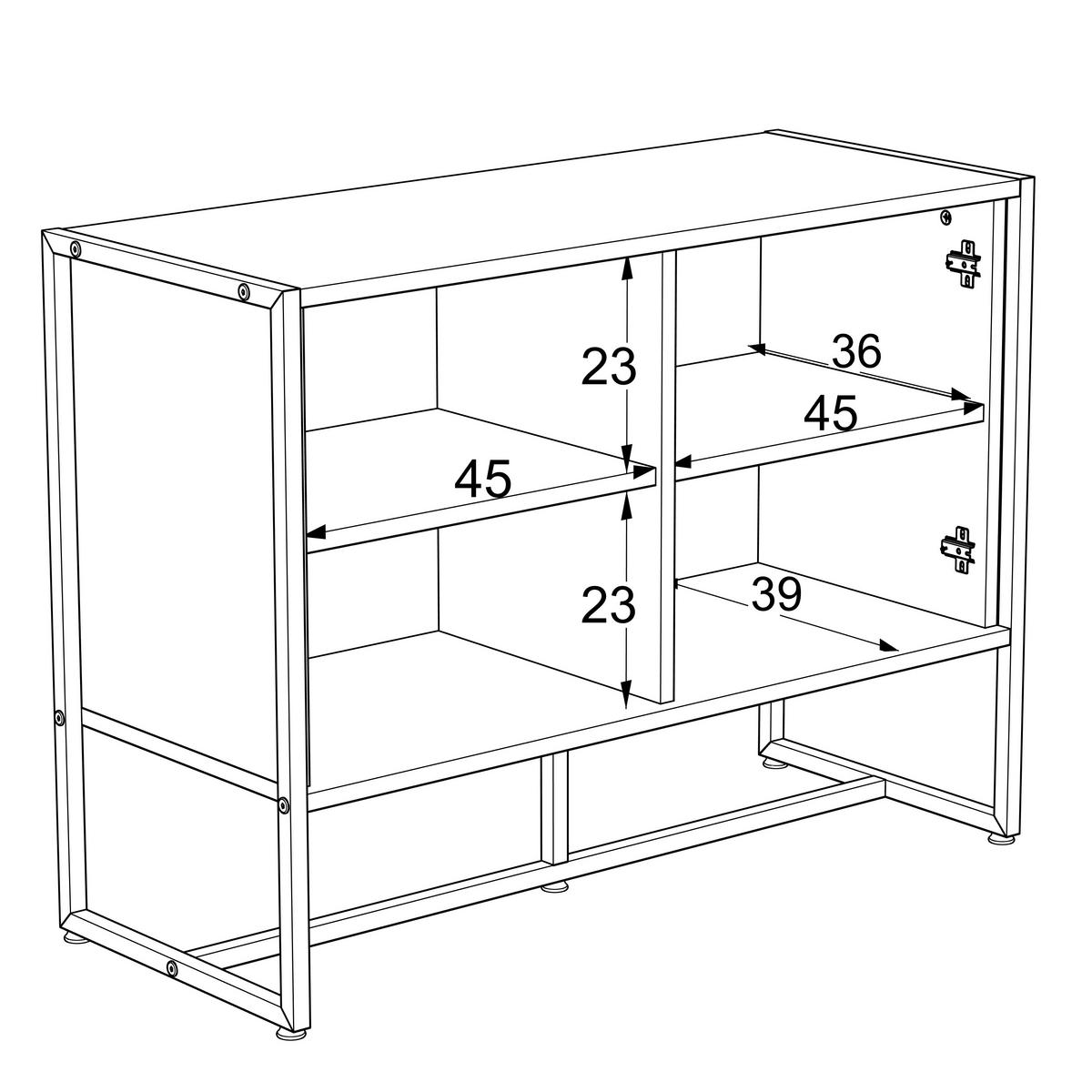 KOMODA SZEROKA MELA SIDEBOARD - czarny/kolor dębu sonoma, Modern, materiał drewnopochodny/metal (100/75/41cm) - P & B