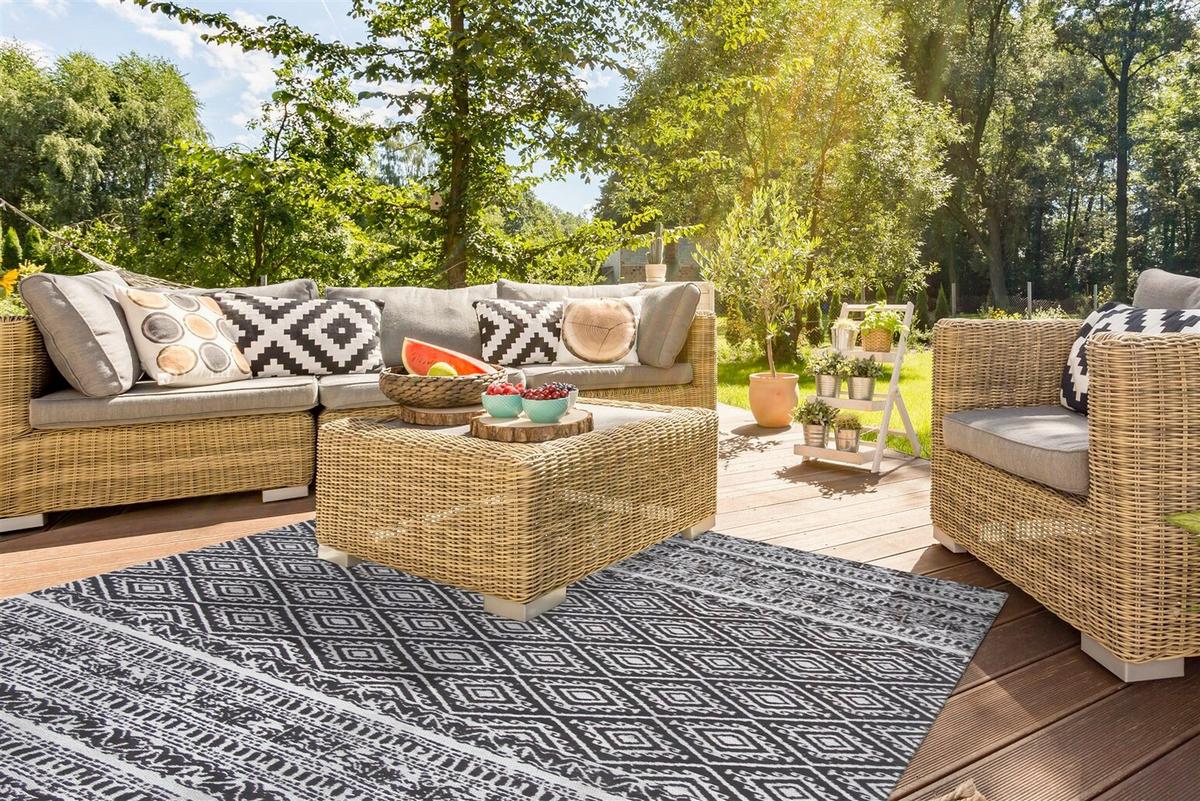 Flachwebeteppich Sunny 110 Schwarz 120 X 170 - Schwarz, Basics, Textil (120/170cm) - Kayoom