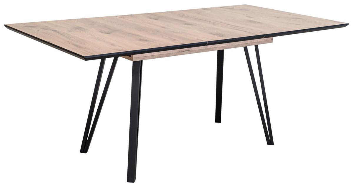 Ausziehtisch Daniel Giga S Eichefarben ca. 120-160cm - Eichefarben/Schwarz, Modern, Holzwerkstoff/Metall (120-160/80/75cm) - Mömax