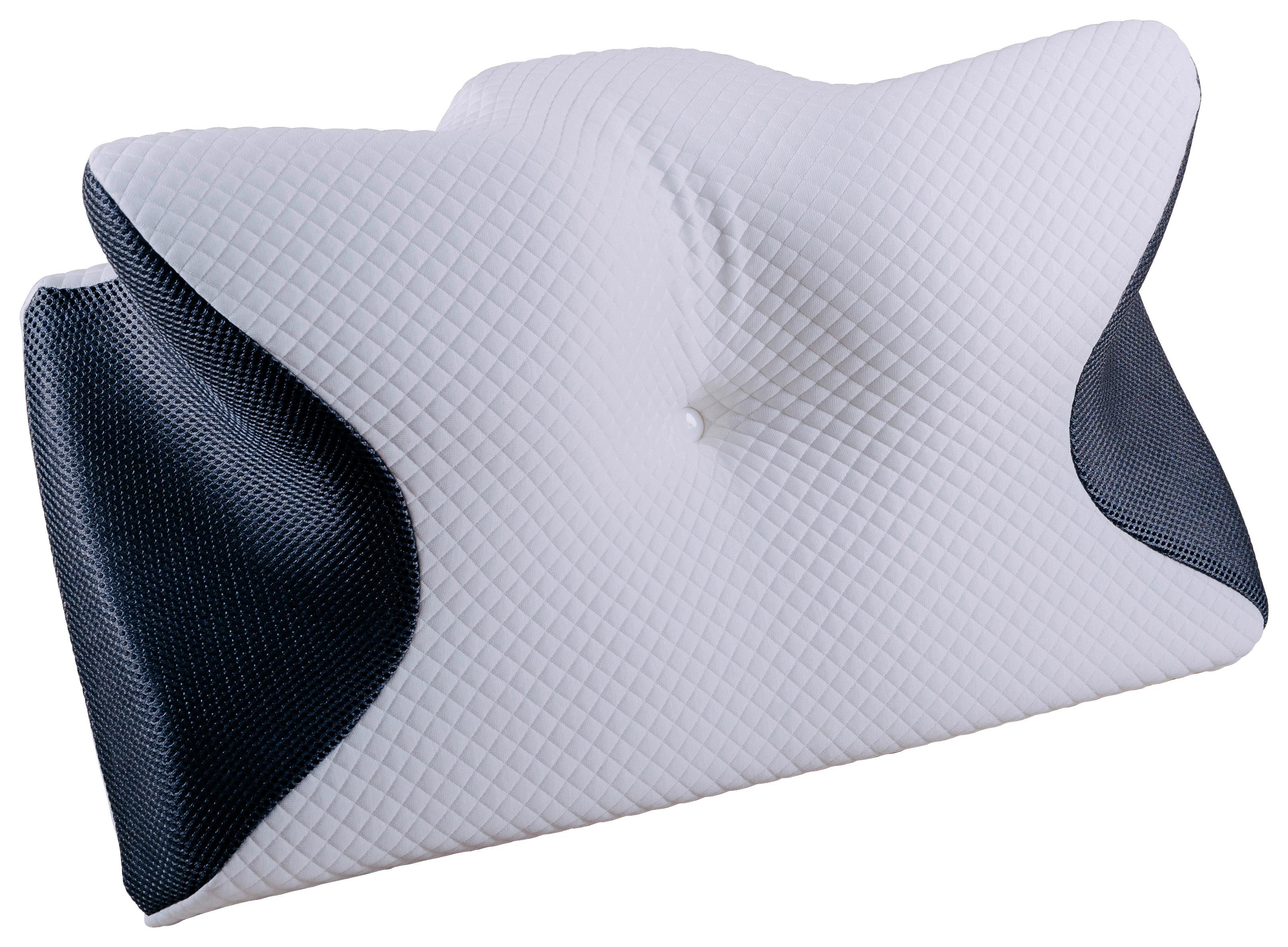 Ergonomikus Nyakpárna 61/34/12 - fekete/fehér, Basics, műanyag/textil (61/34/12cm)