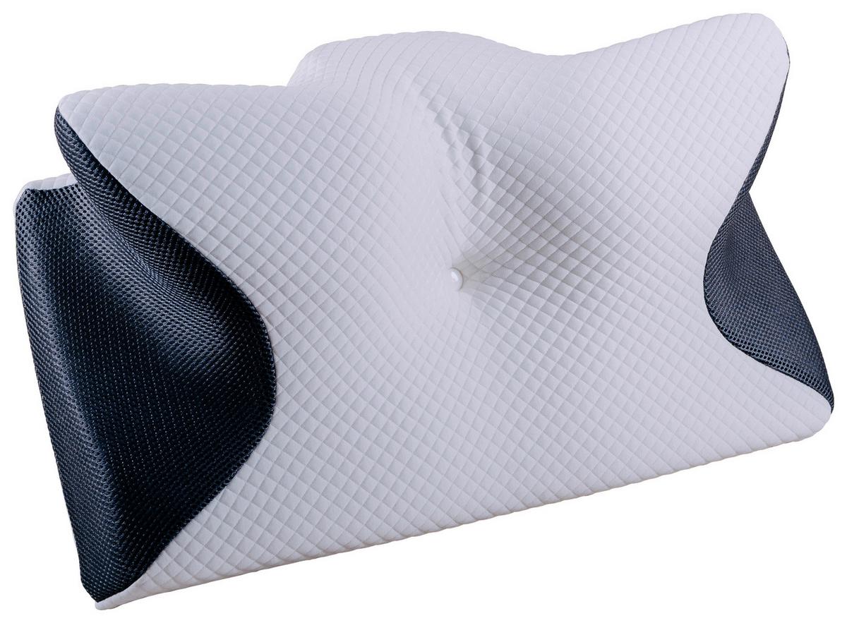 Ergonomikus Nyakpárna 61/34/12 - fekete/fehér, Basics, műanyag/textil (61/34/12cm)