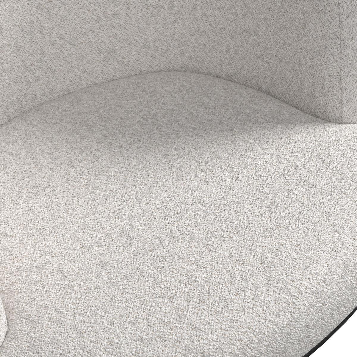 Armlehnstuhl Nela Steingrau Bouclé Drehbar Gepolstert - Schwarz/Grau, MODERN, Holz/Textil (62/77/62cm) - Bessagi Home