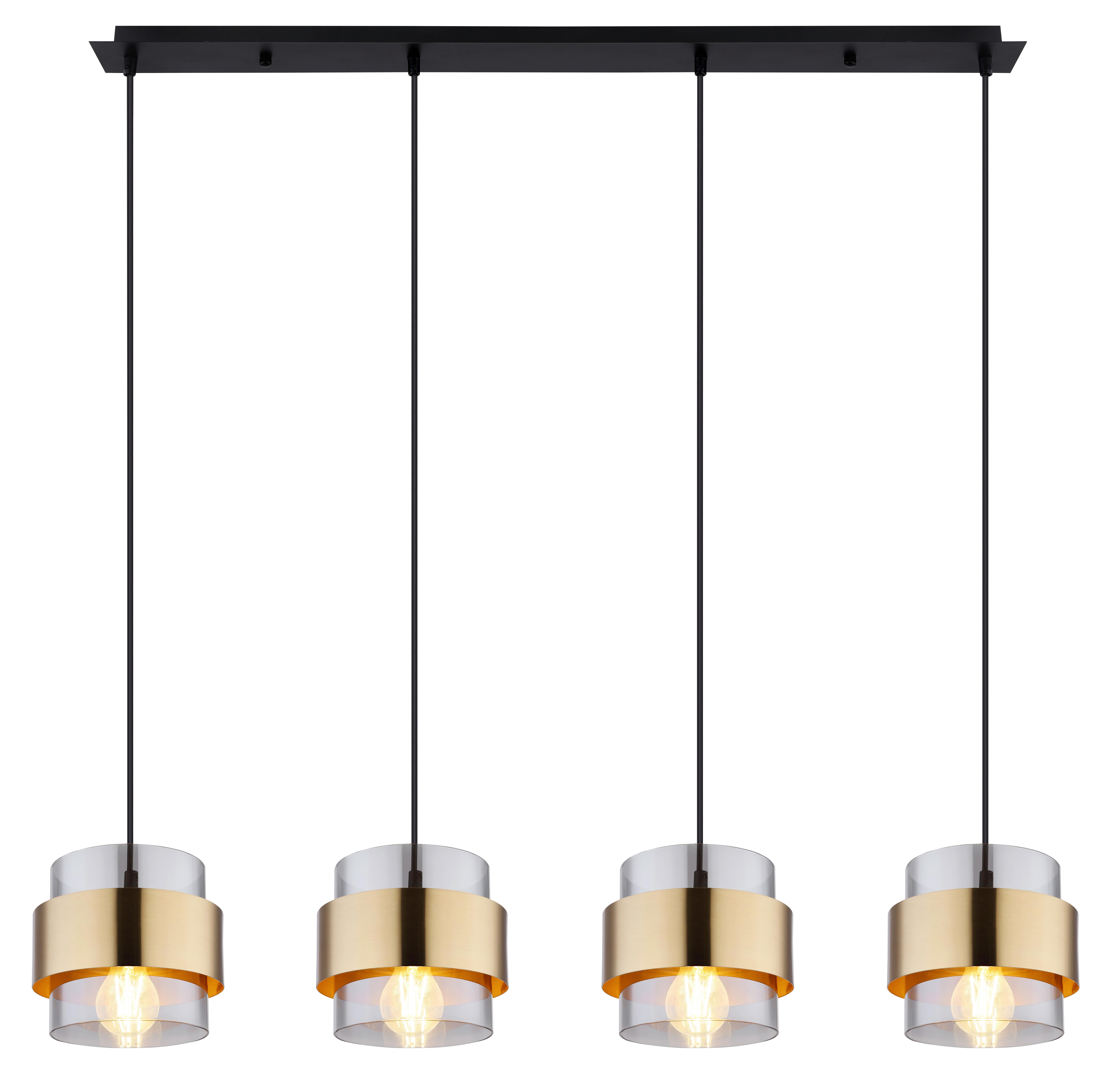 Hängeleuchte Milley max. 60 Watt - Messingfarben/Schwarz, MODERN, Glas/Metall (111/18/120cm)