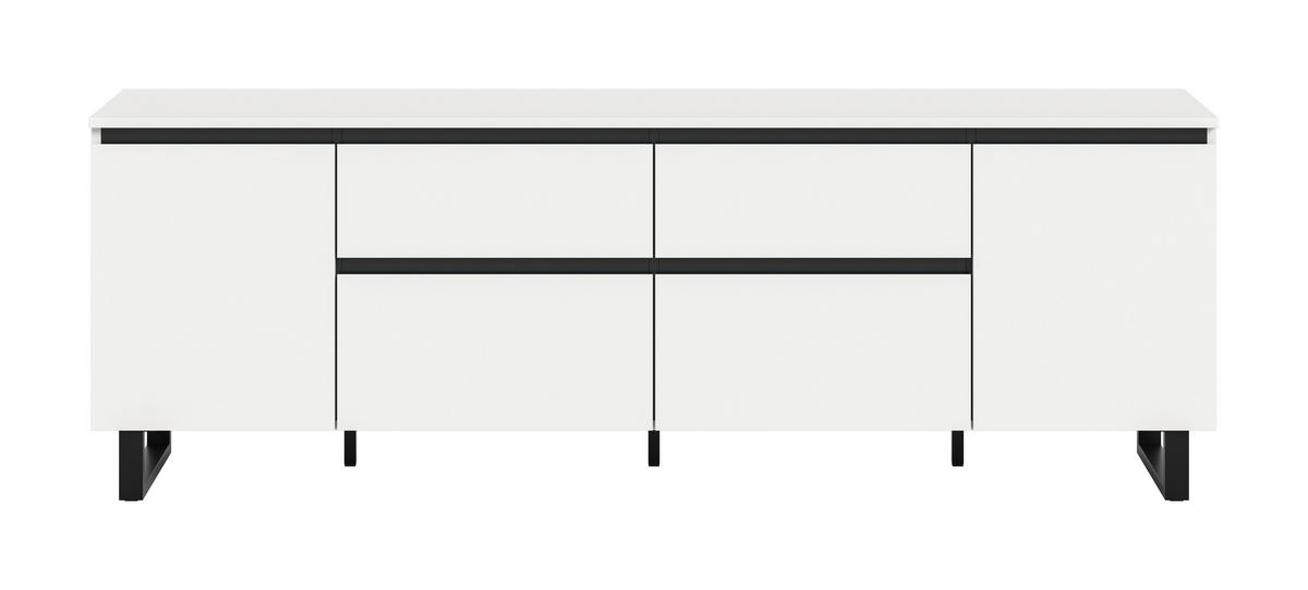 Nizka Omarica Tomasa, Bela, Črna - črna/bela, Design, kovina/leseni material (188/65/36cm) - Livetastic