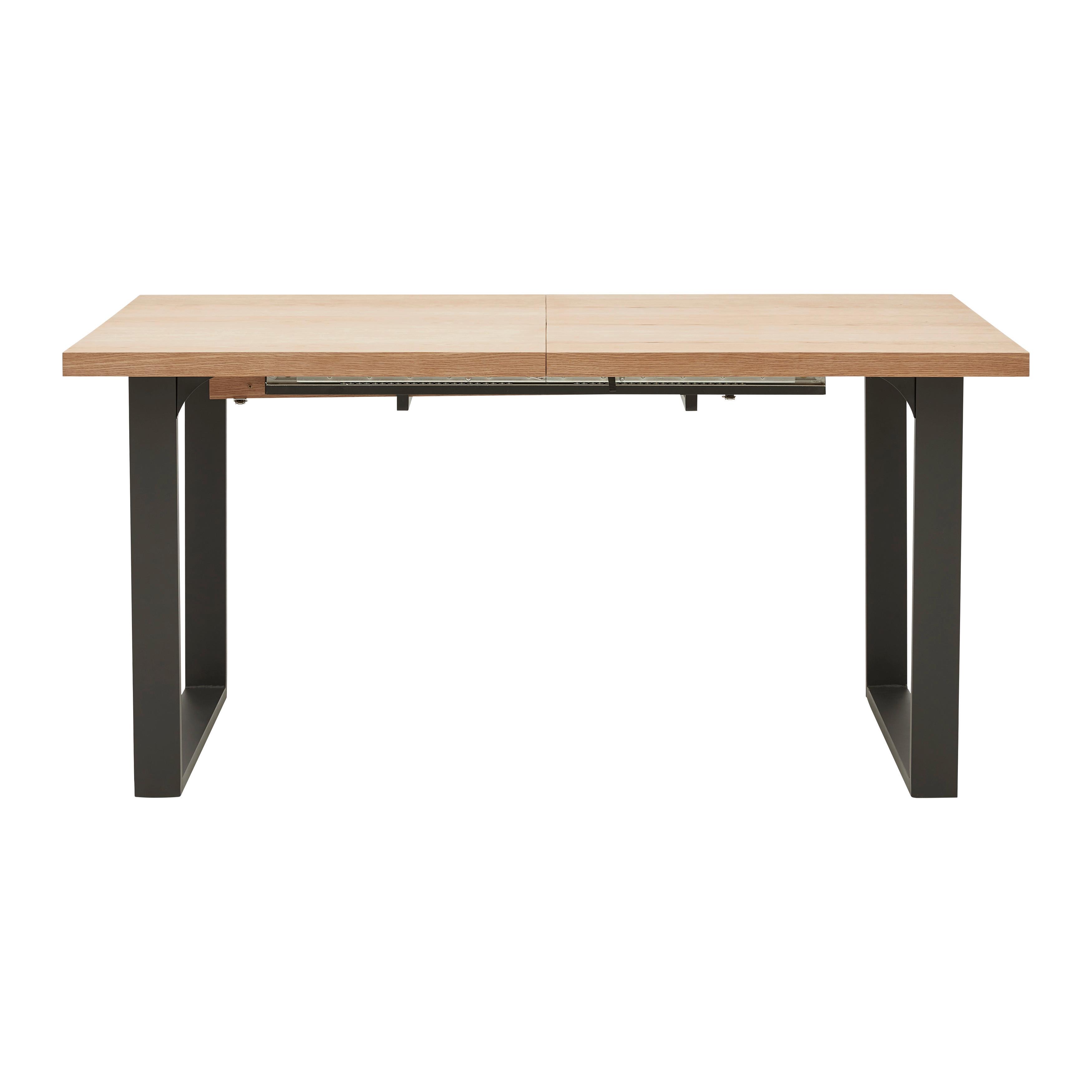 UTDRAGBART BORD KILIAN - svart/ekfärgad, Modern, metall/trä (150-190/90/75cm) - Bessagi Home