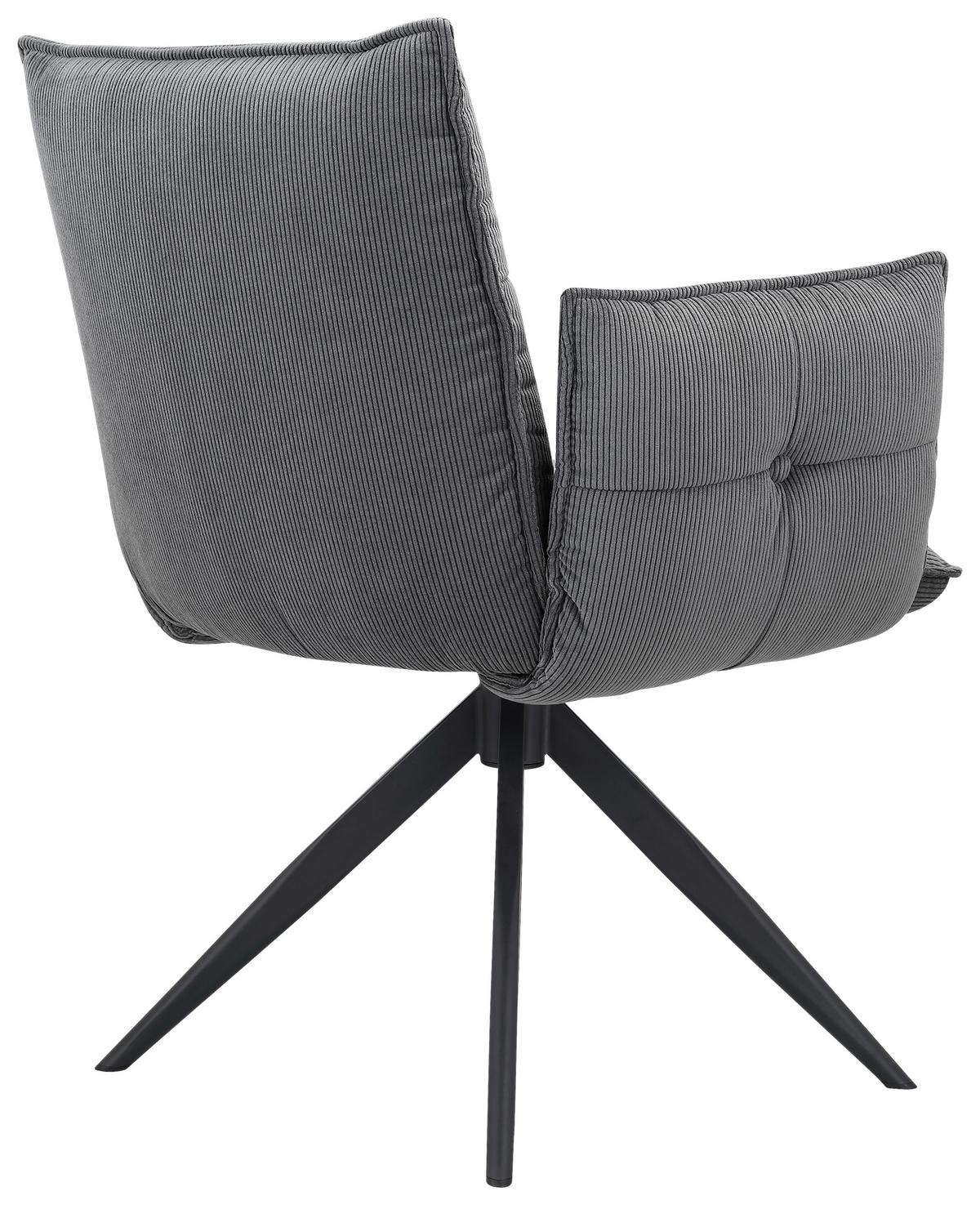 KRZESŁO Z PODŁOKIETNIKAMI COCO - antracytowy/czarny, Design, metal/tkanina (63,5/85/63,5cm) - Novel