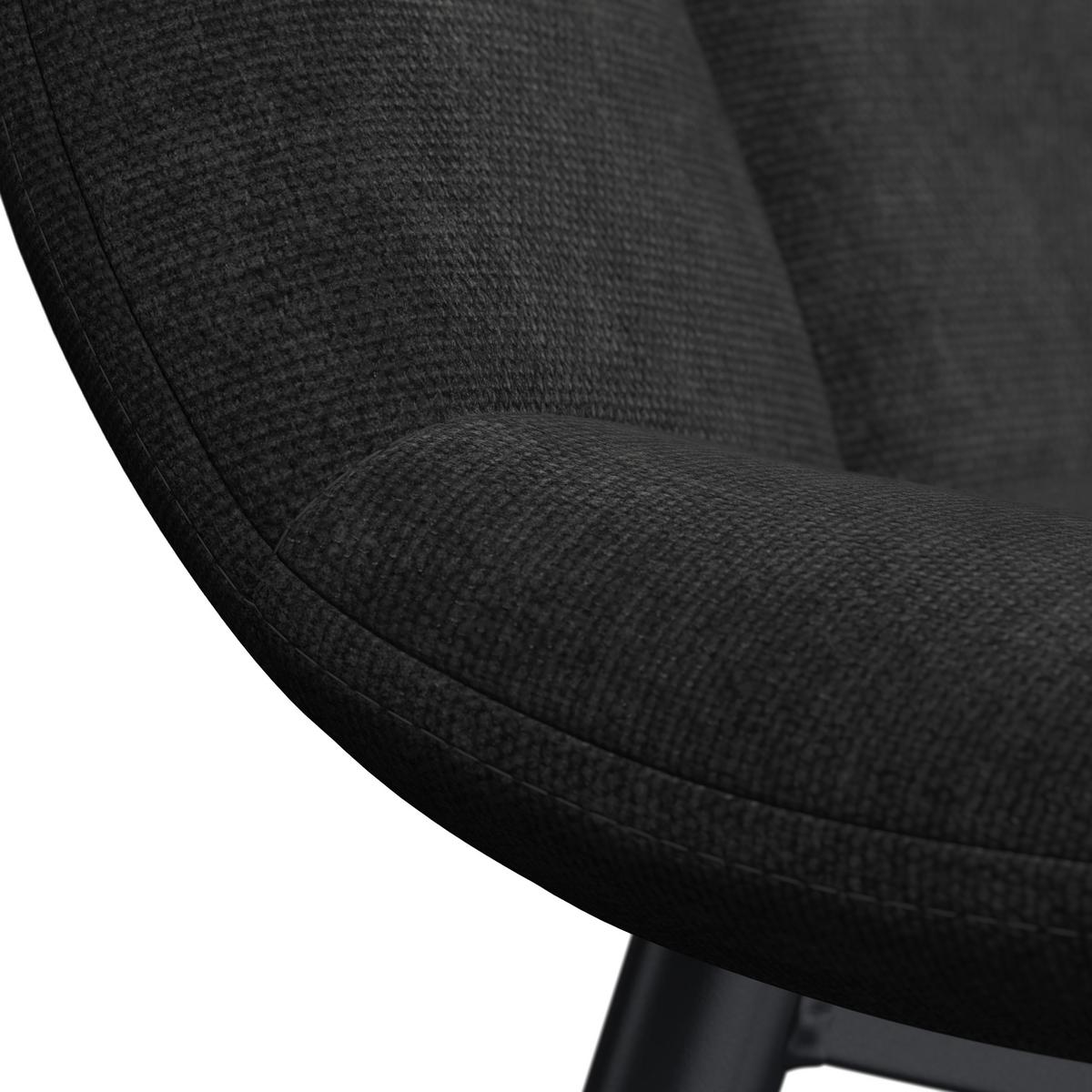 Stuhl Ria Schwarz Mikrofaser Gepolstert - Schwarz, MODERN, Textil/Metall (44/87/54cm) - Bessagi Home
