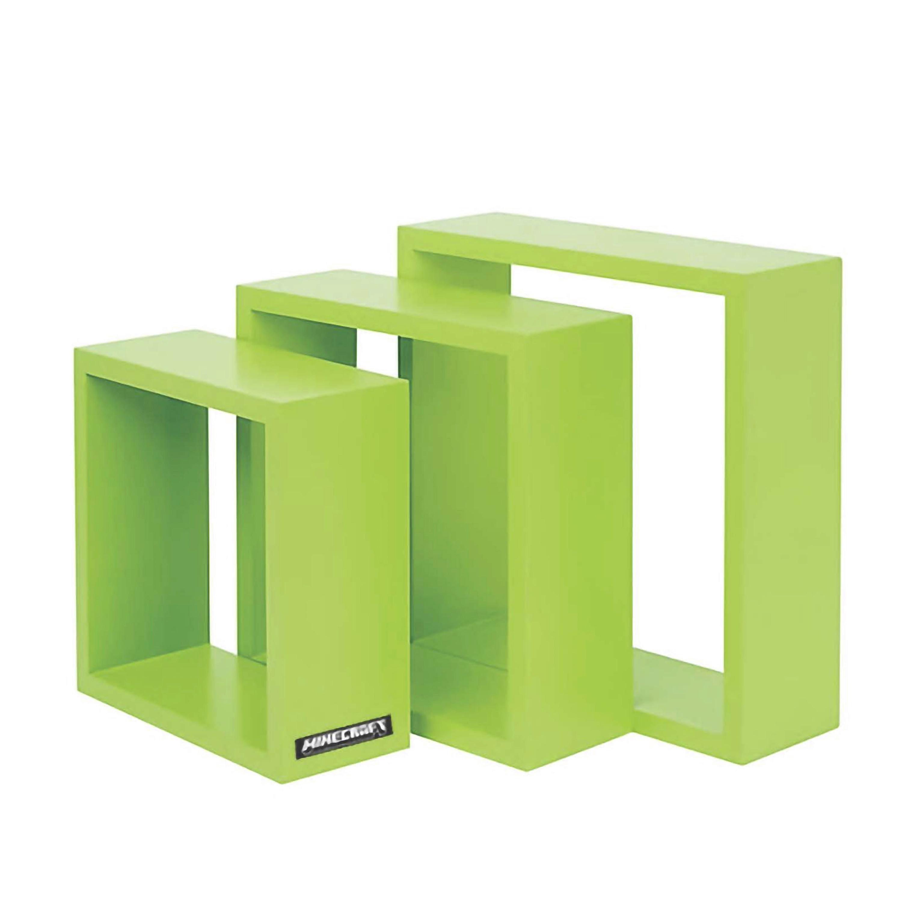 Stenski Regal Minecraft, Zelena, 3-Delni - zelena, Moderno, leseni material (28/28/18cm) - Minecraft
