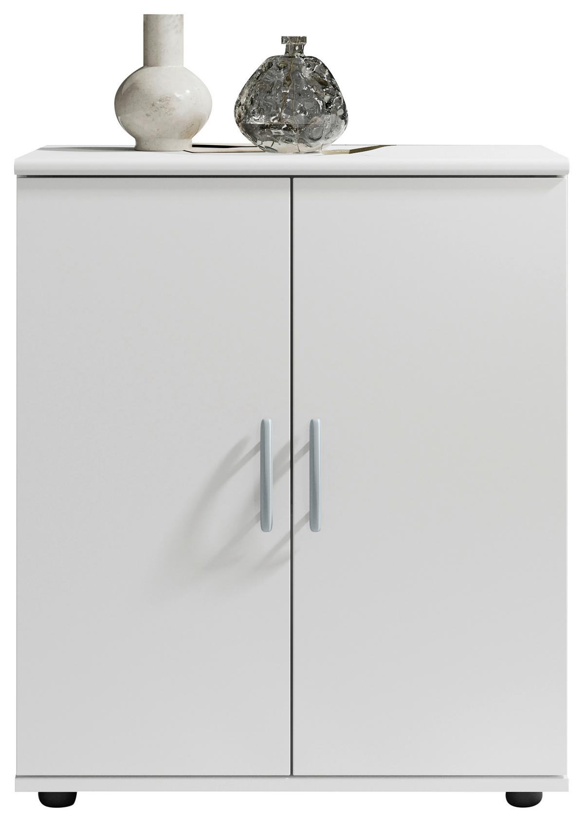 KOMODA LILLY - kolor srebrny/biały, Design, materiał drewnopochodny/tworzywo sztuczne (60/70/30cm) - Livetastic