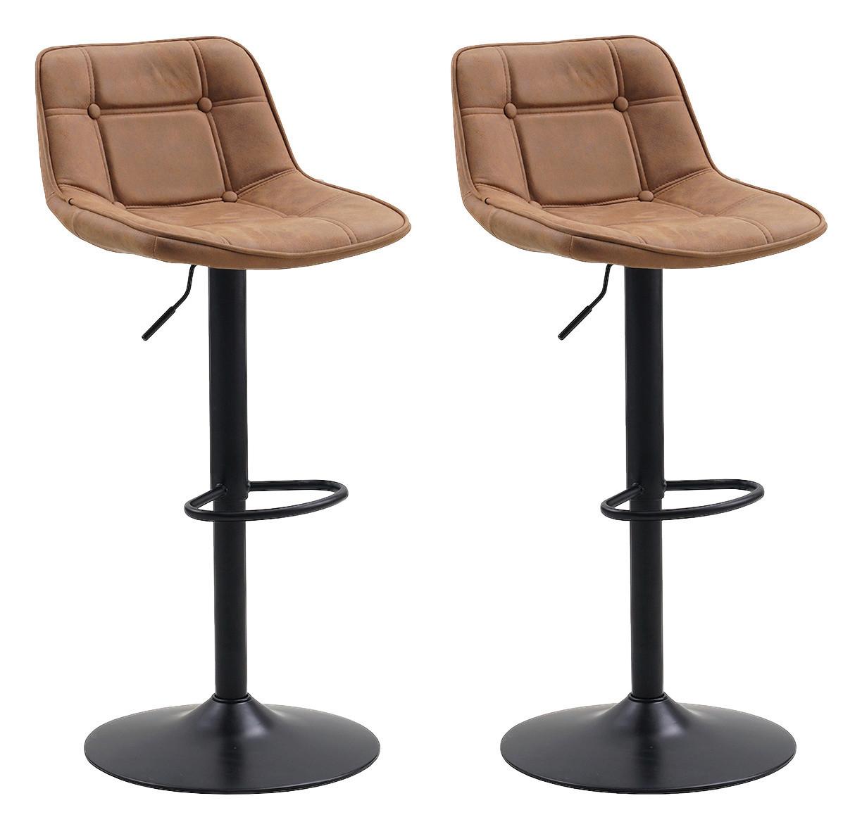 Barhocker-Set Ezra ca. 49x87 cm 2er-Set Cognac - Cognac/Schwarz, LIFESTYLE, Textil/Metall (49/87/43cm) - MID.YOU