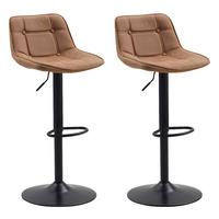Barhocker-Set Ezra ca. 49x87 cm 2er-Set Cognac - Cognac/Schwarz, LIFESTYLE, Textil/Metall (49/87/43cm) - MID.YOU