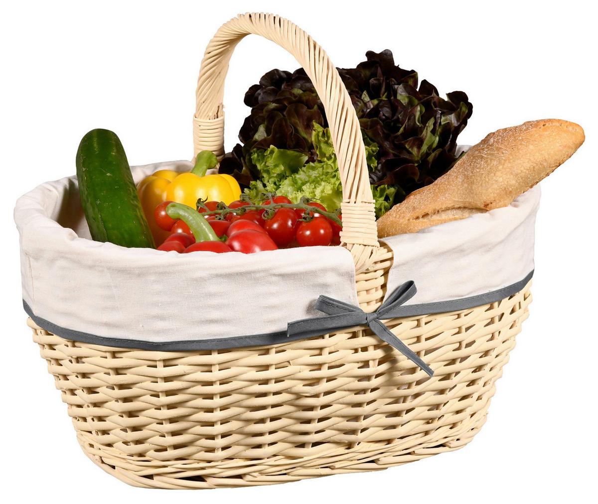 KOSZYK NA ZAKUPY WEISS, MIT TEXTILFUTTER - biały, Basics, materiały naturalne/tkanina (45/33/37cm) - Kesper