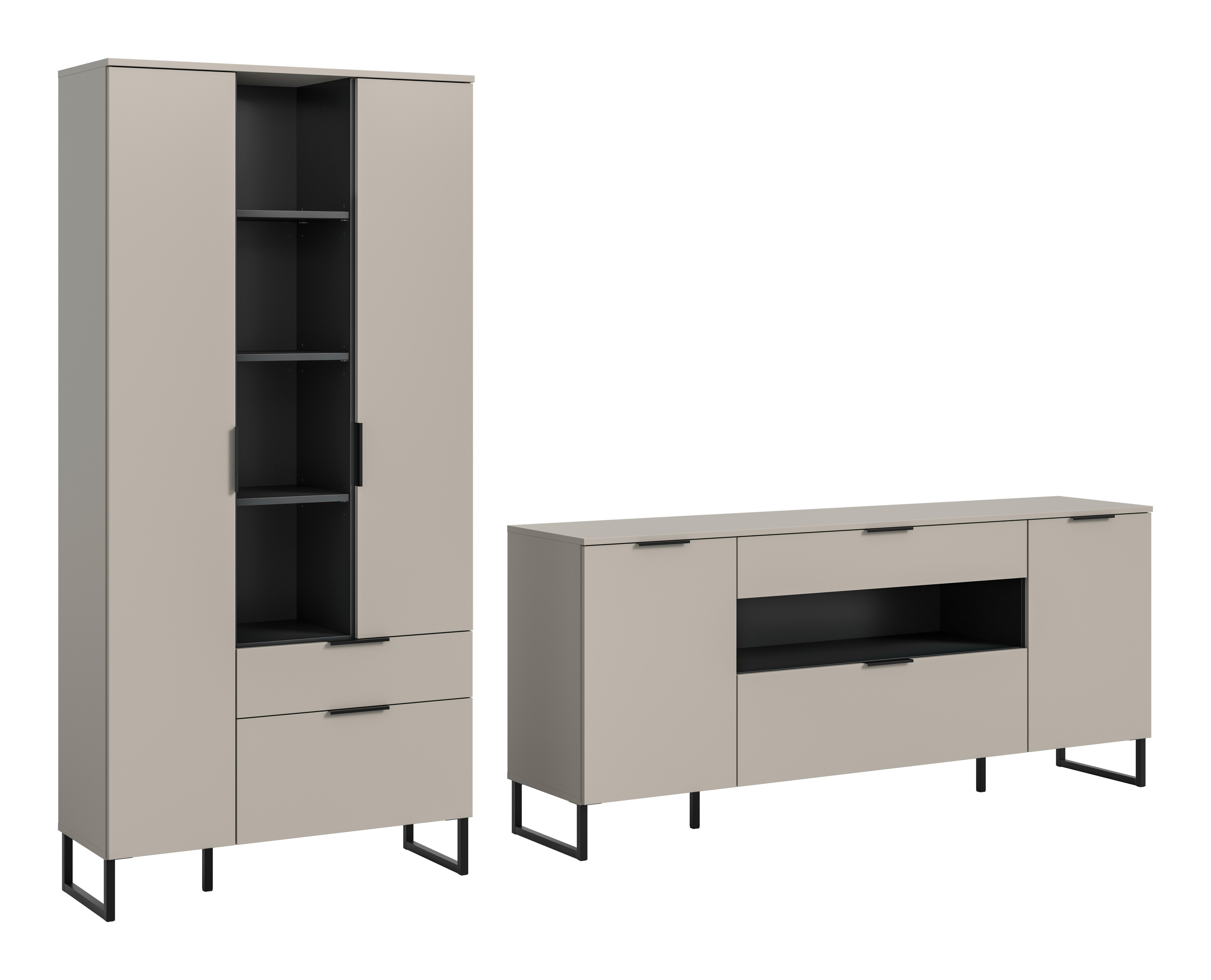 Dnevni Regal Noida, Kašmir, Črna, 2-Delni - kašmir/črna, Design, kovina/leseni material (290/192/41cm) - Livetastic