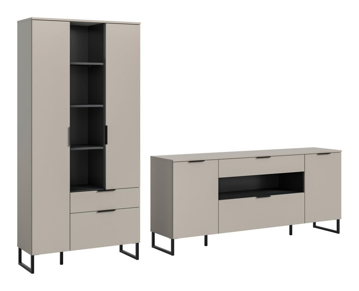 Dnevni Regal Noida, Kašmir, Črna, 2-Delni - kašmir/črna, Design, kovina/leseni material (290/192/41cm) - Livetastic