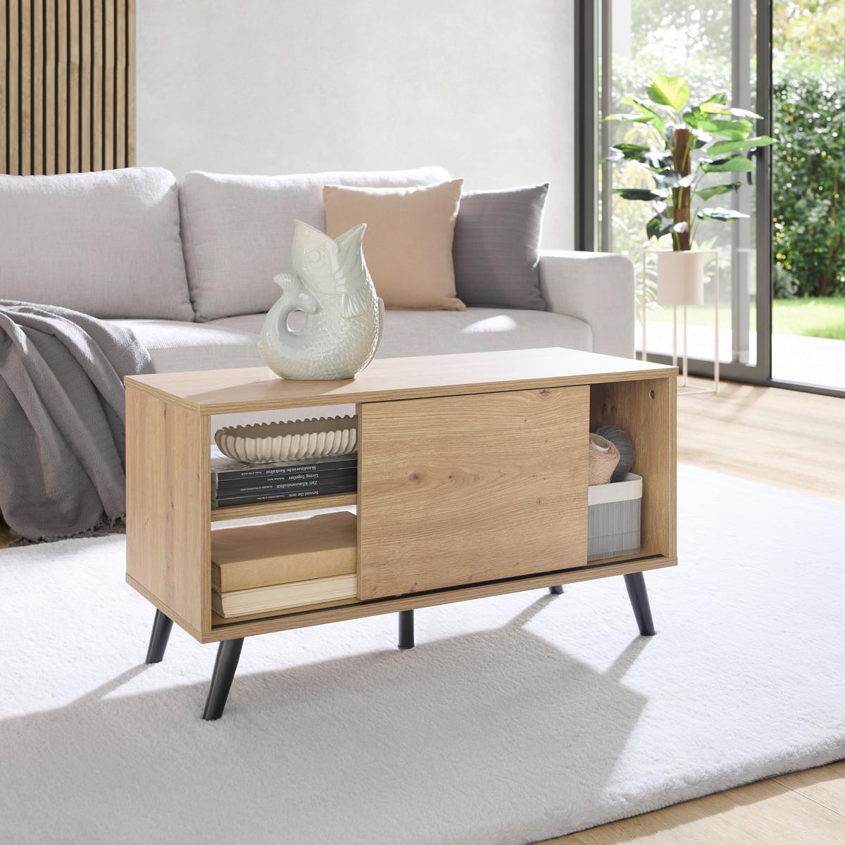 Phonotisch Move Eiche Artisan/Schwarz - Schwarz/Eiche Artisan, MODERN, Holzwerkstoff/Metall (80/46/35cm) - Based