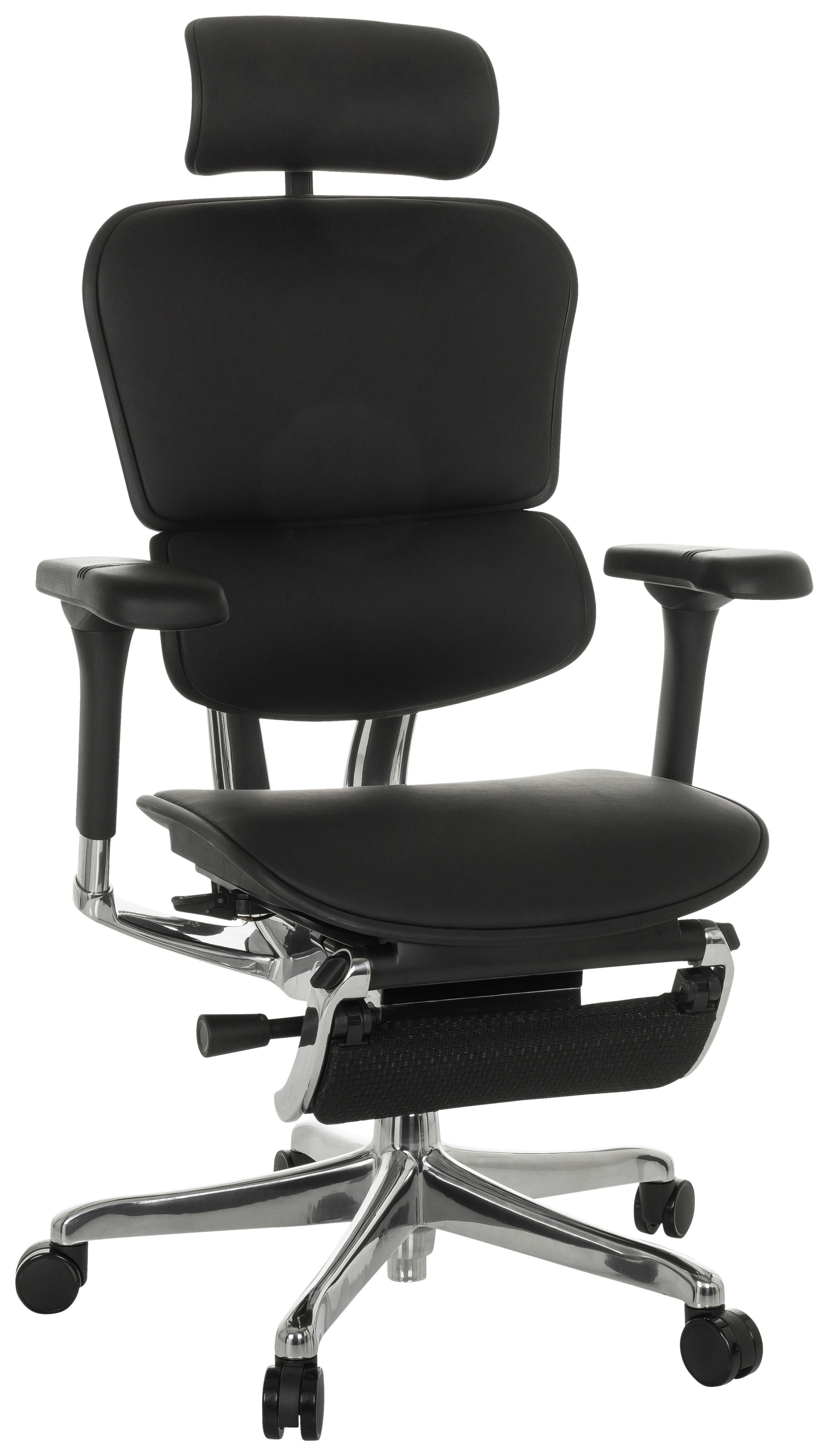 Drehstuhl Ergohuman Plus Legpro Gen2 Schwarz - Schwarz, MODERN, Leder/Kunststoff (76/119 - 138/64cm) - MID.YOU