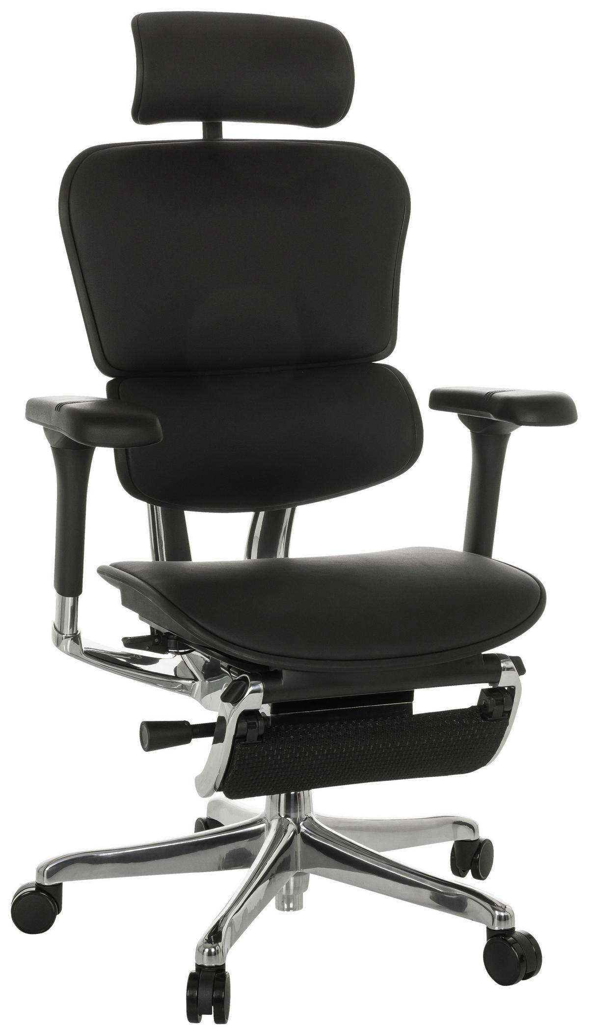 Drehstuhl Ergohuman Plus Legpro Gen2 Schwarz - Schwarz, MODERN, Leder/Kunststoff (76/119 - 138/64cm) - MID.YOU