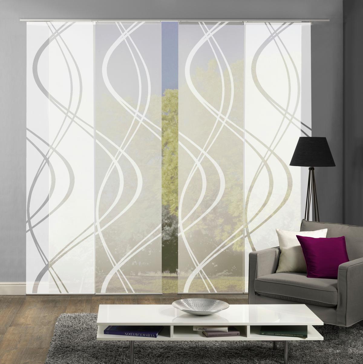 ZASŁONA PANELOWA TIBERIO, ZESTAW 4 SZT - biały, Modern, tkanina (60/245cm)