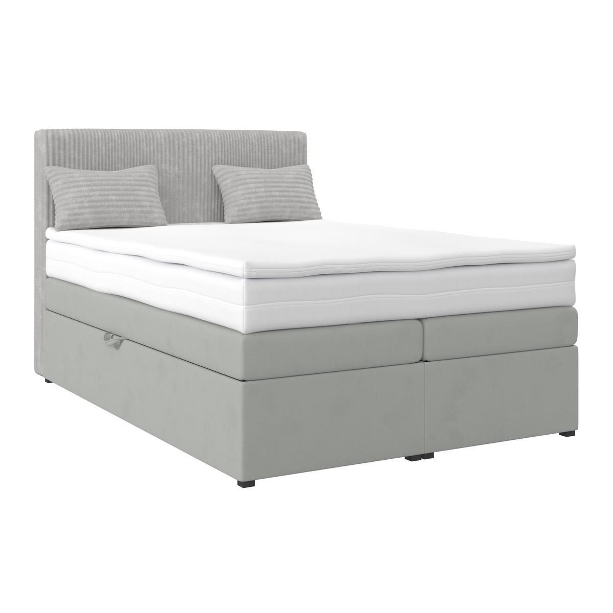 Boxspring Krevet Rossa - srebrne boje/crna, Moderno, drvni materijal/tekstil (140/200cm) - Modern Living