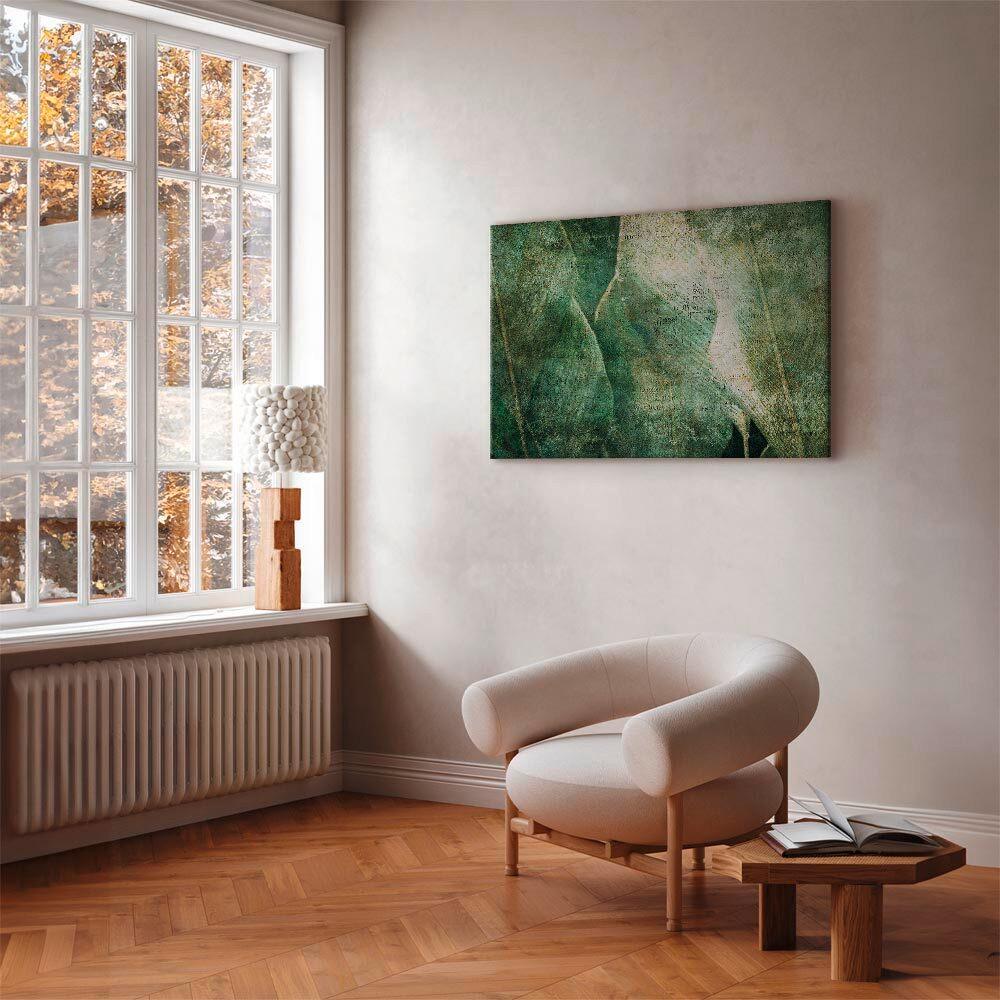 Slika Na Platnu Green Revolution - sivobež/smaragdno zelena, Basics, tekstil/les (120/80/1,2cm) - artgeist