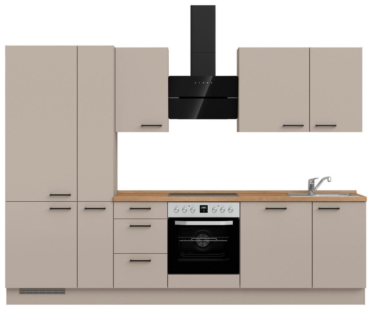 Küchenleerblock Easytouch High o. Geräte Sandfarben - Sandfarben/Eichefarben, MODERN, Holzwerkstoff/Metall (300cm) - Nobilia