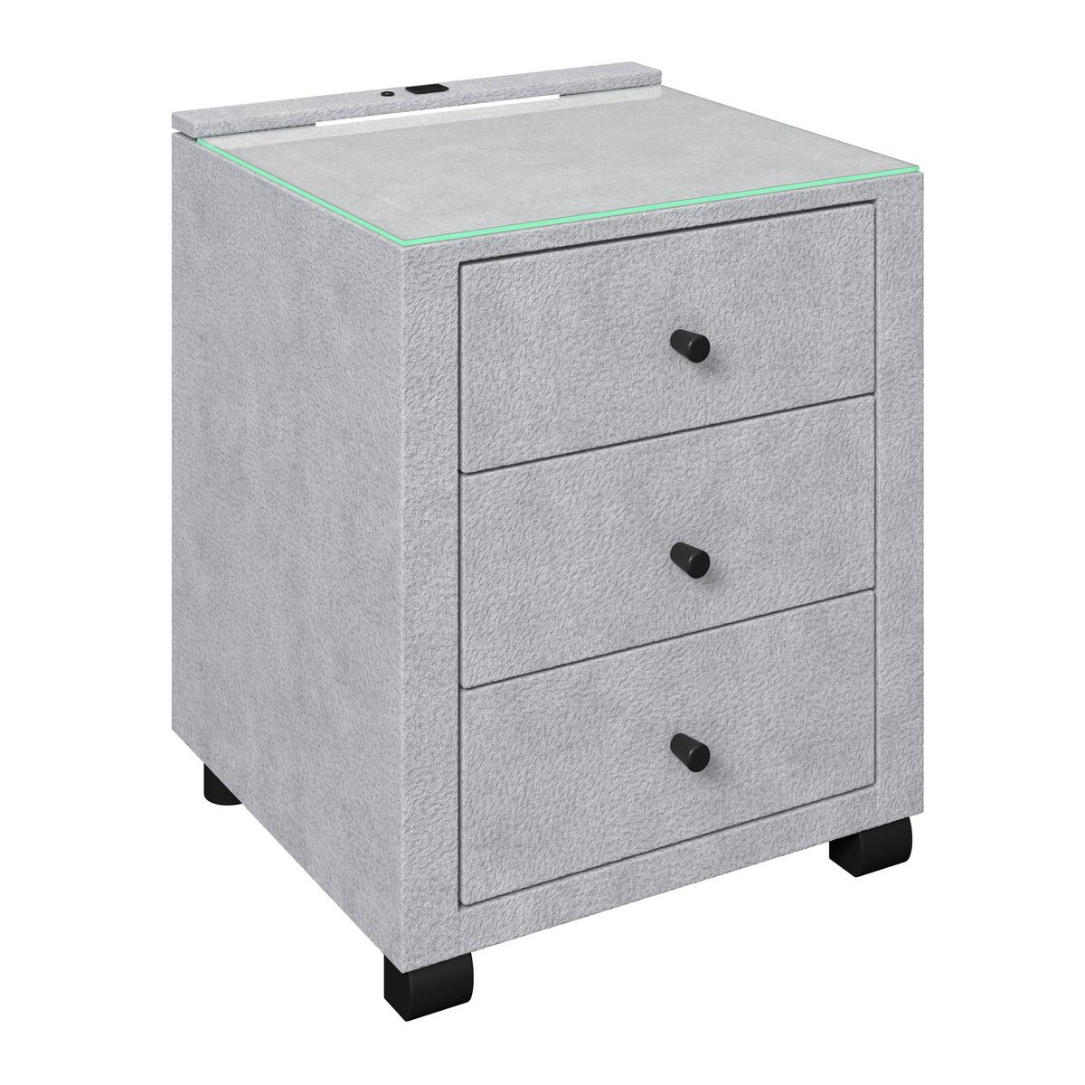 Noćni Ormarić Elysia - svijetlo siva, Trend, staklo/drvni materijal (48/68/45,5cm) - Premium Living