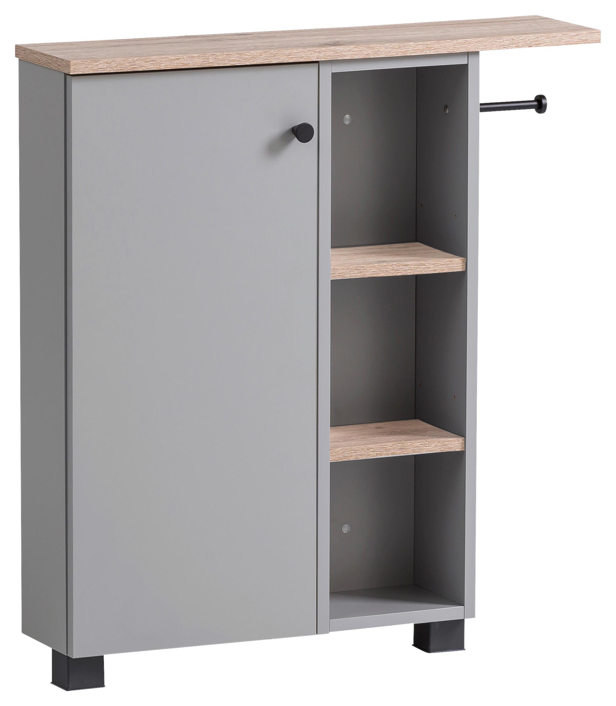 Unterschrank Balto Grau - Wildeiche/Schwarz, MODERN, Holzwerkstoff/Kunststoff (70,7/77/17cm) - MID.YOU