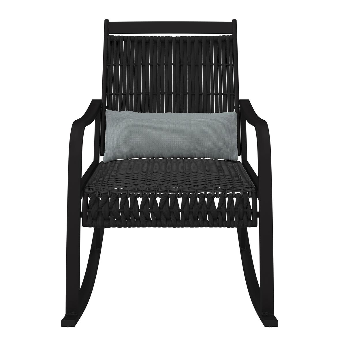Balkonset Mathilda Grün/Schw. Metall/Outdoorstoff +Abdeckung - Schwarz/Weiß, MODERN, Kunststoff/Textil - Bessagi Garden