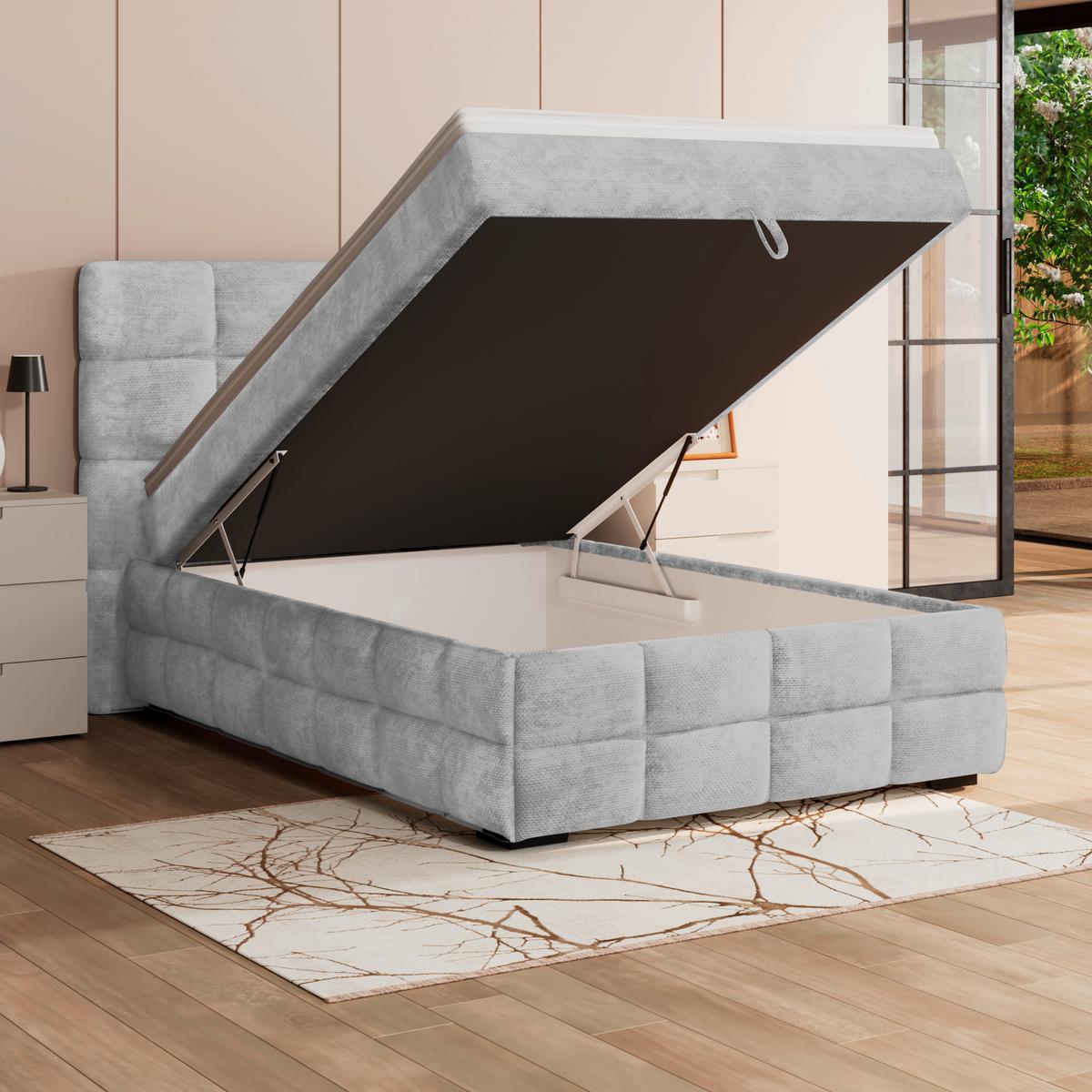 PAT BOX VEGA - gri deschis/alb, Trend, lemn/textil (120/200cm) - Modern Living