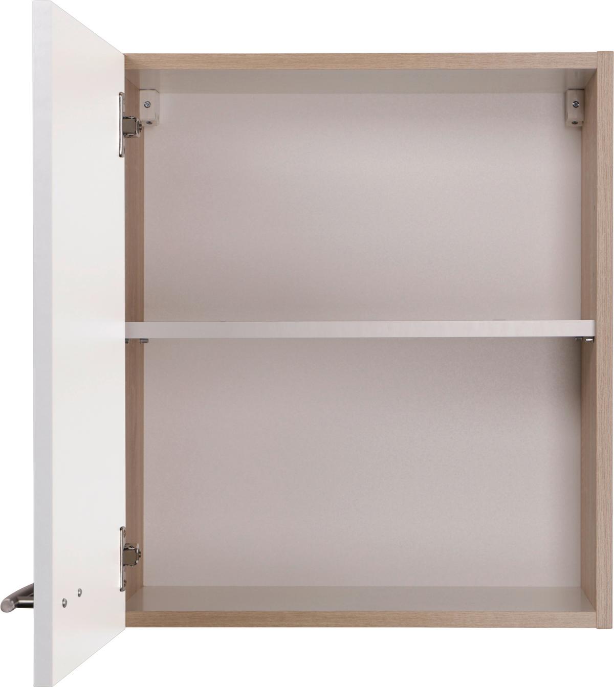 Kuhinjska Zgornja Omarica Merle, Barva Hrasta, Bela - srebrne barve/barve hrasta, Basics, kovina/leseni material (50/56,1/34,6cm) - Respekta