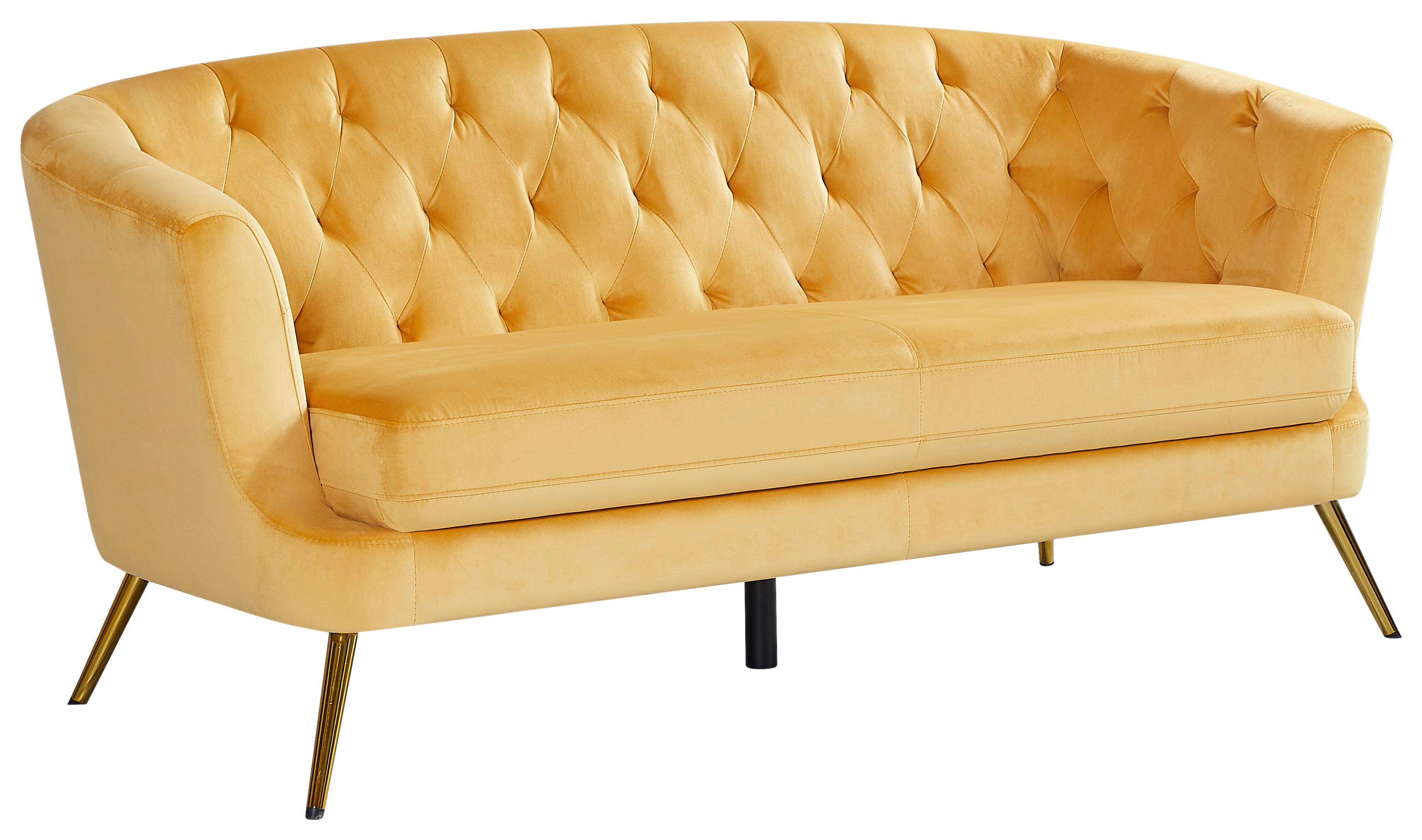 Trosed Lita, Rumena, Žamet - zlate barve/rumena, Moderno, kovina/tekstil (183/78/83cm) - Ti'me