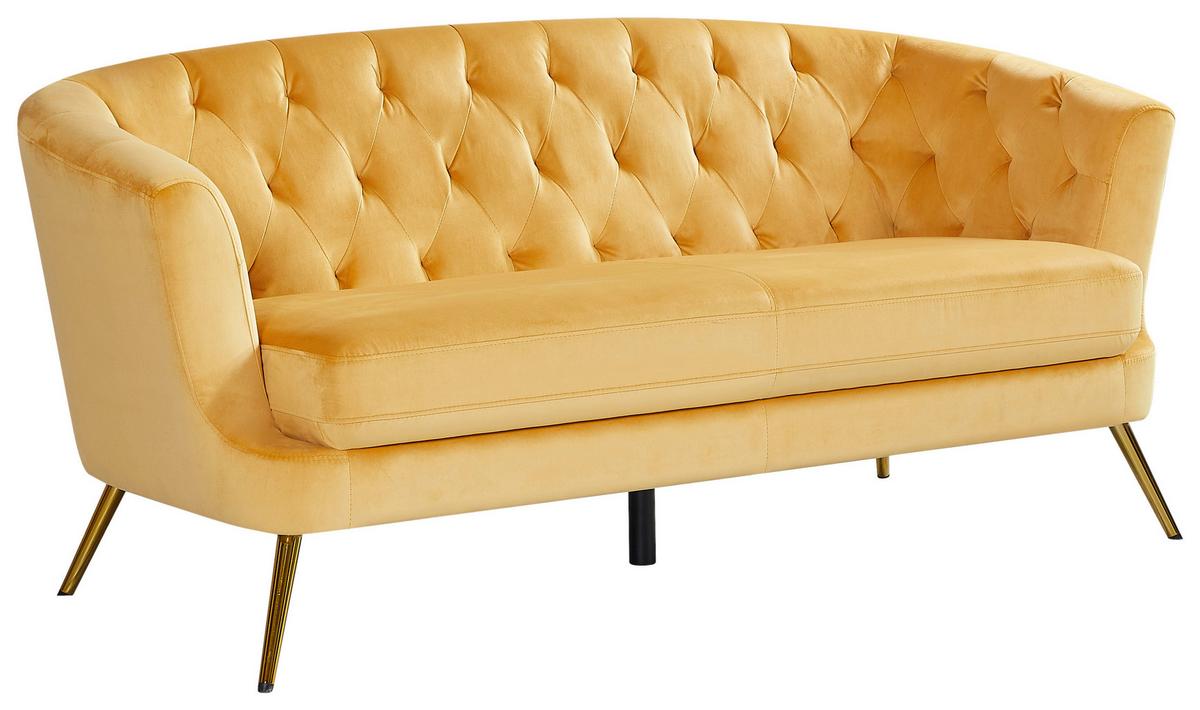 Trosed Lita, Rumena, Žamet - zlate barve/rumena, Moderno, kovina/tekstil (183/78/83cm) - Ti'me