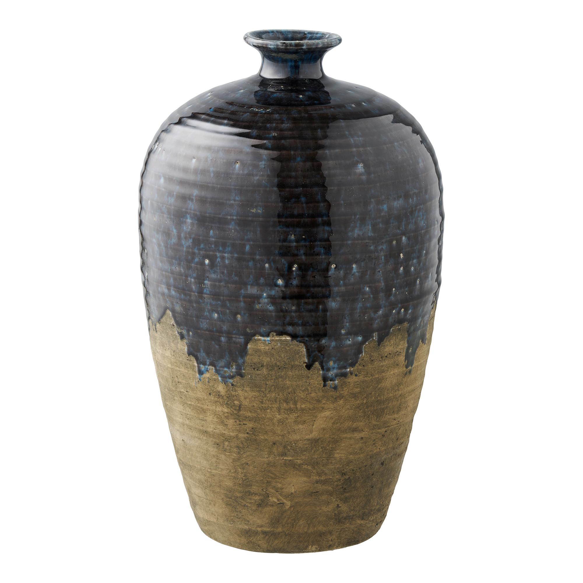 Vase Braun/Dunkelblau - Braun/Dunkelblau, Basics, Keramik (27/44,5cm)