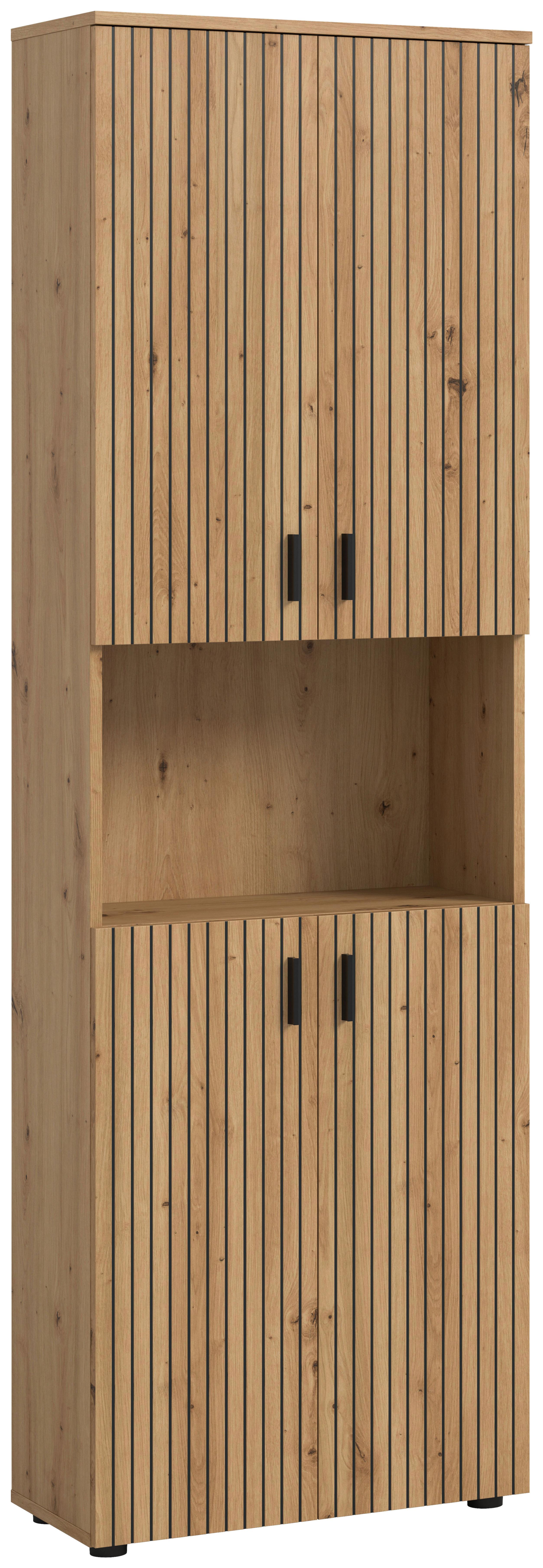 Visoki Element Mone - hrast Artisan/crna, Basics, drvni materijal/plastika (60/192/30cm) - MID.YOU