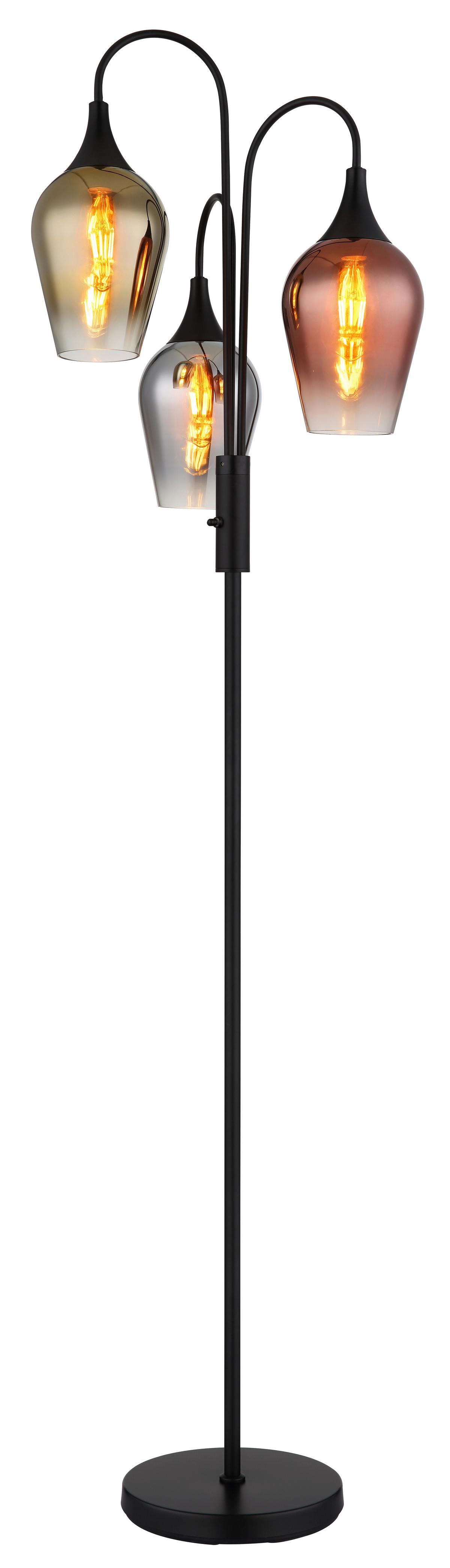 Stehleuchte Lavus Kupferfarben max. 40 Watt - Klar/Chromfarben, Design, Glas/Metall (43/165cm) - Globo