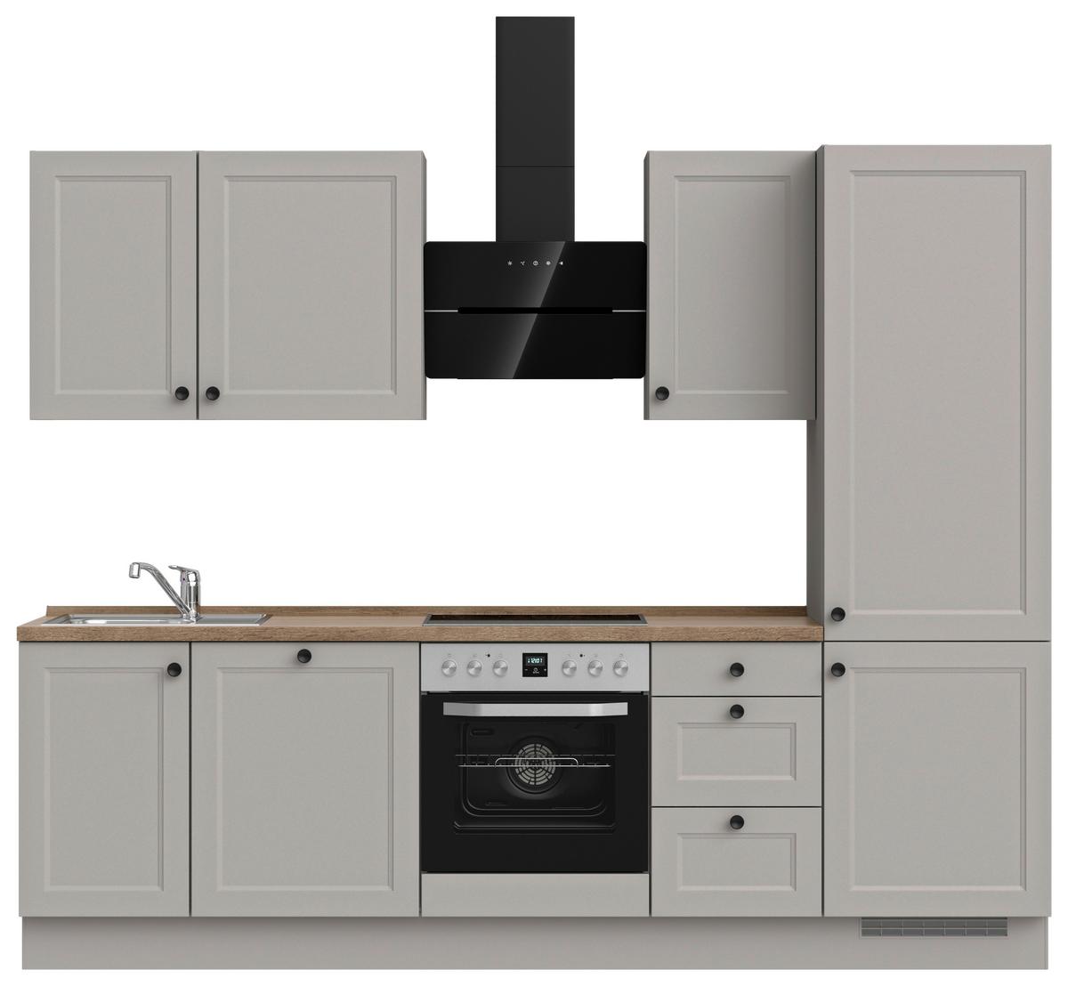 Küchenblock Cascada High m. Geräten Grau - Eiche dunkel/Schwarz, MODERN, Holzwerkstoff/Metall (270cm) - Nobilia