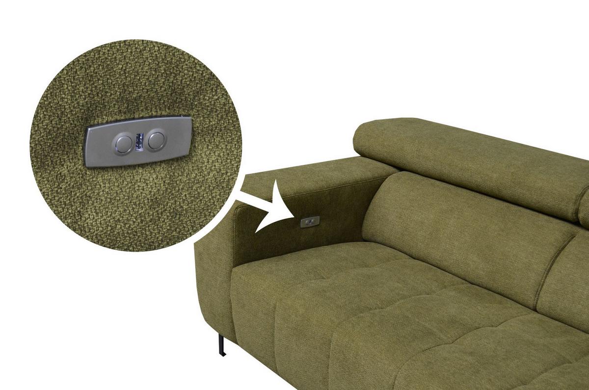 Kutna Garnitura Tarragona - zelena/crna, Moderno, tekstil (295/201cm) - Premium Living