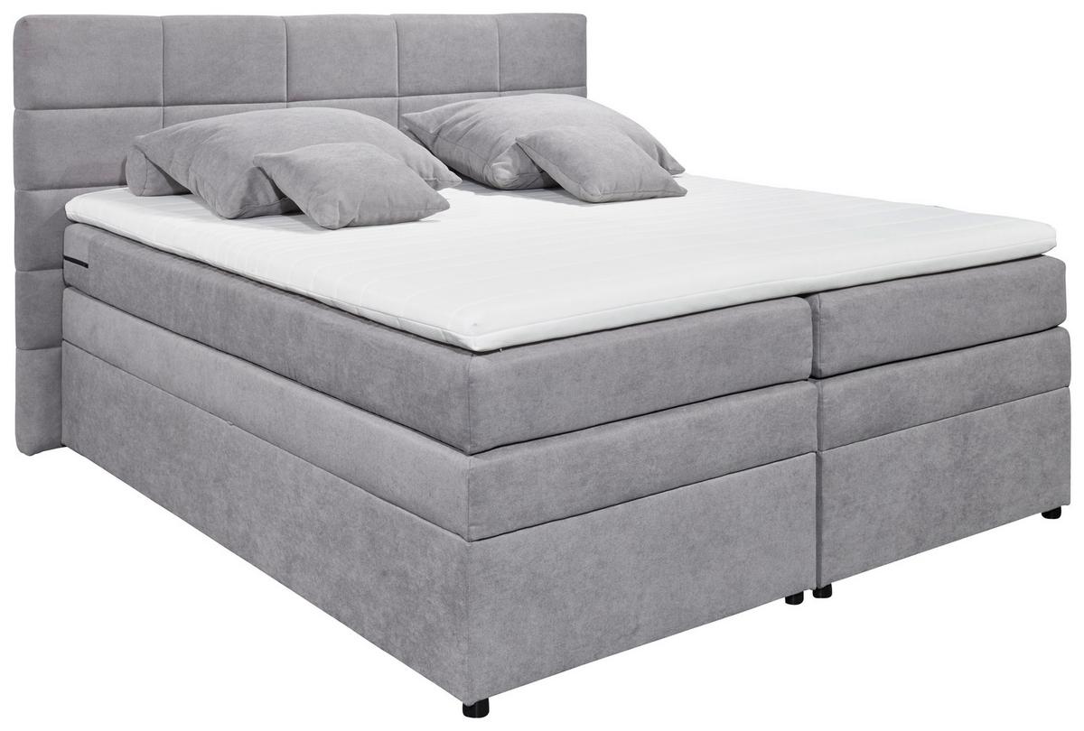 Boxspringbett Tacoma 3 inkl. Topper ca. 180x200cm Anthrazit - Hellgrau, KONVENTIONELL, Kunststoff (180/200cm) - MID.YOU
