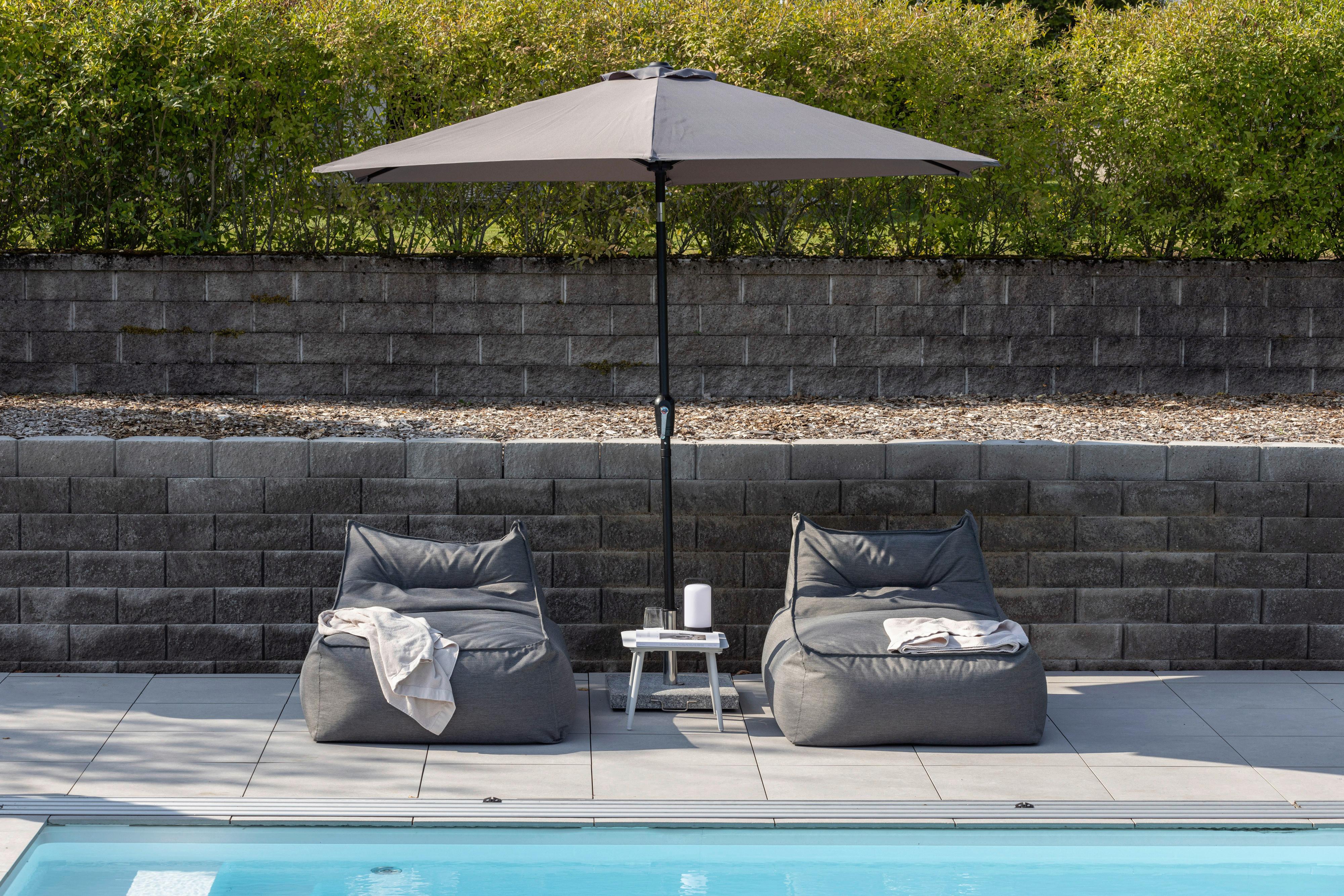 SONNENSCHIRM LEEDS - Grau, KONVENTIONELL, Textil/Metall (300/300cm) - Gardenson