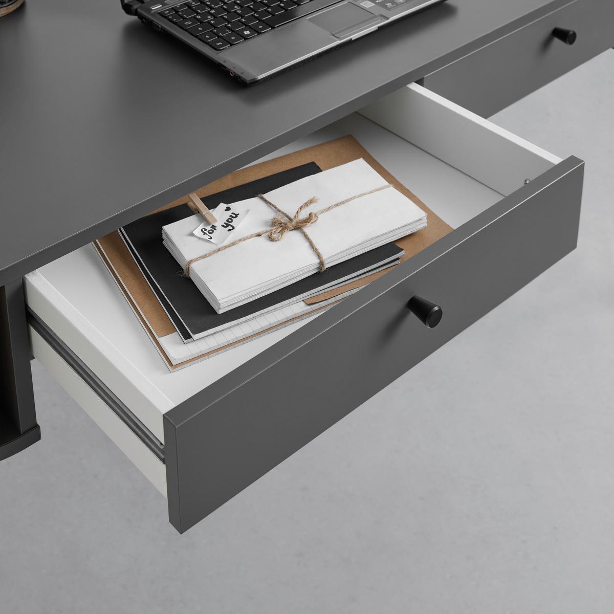 Schreibtisch Pure in Grau/Eiche Artisan - Grau, Design, Holzwerkstoff (120/76/60cm) - Premium Living